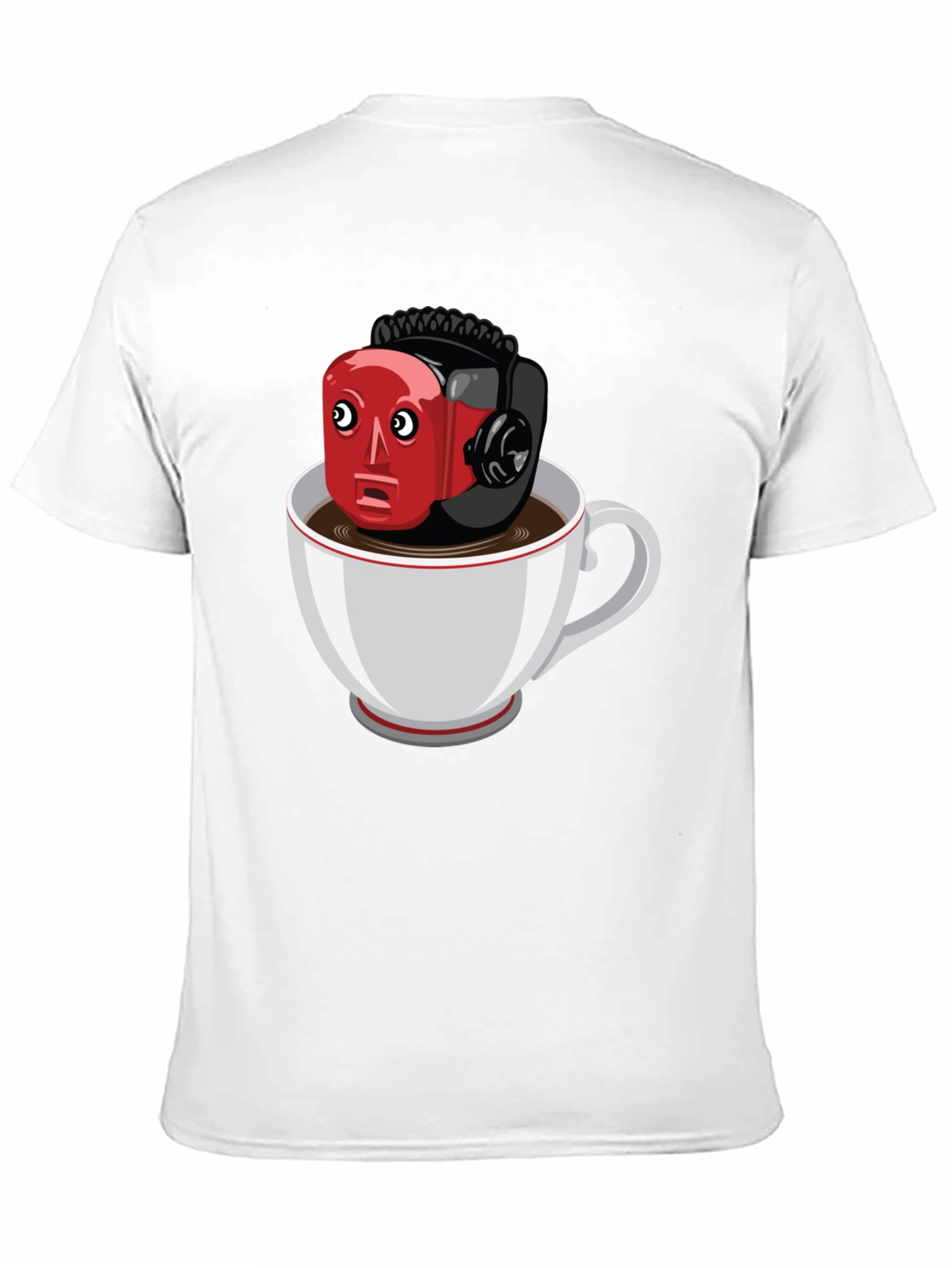 Cartoon Robot in Coffee Cup T-Shirt