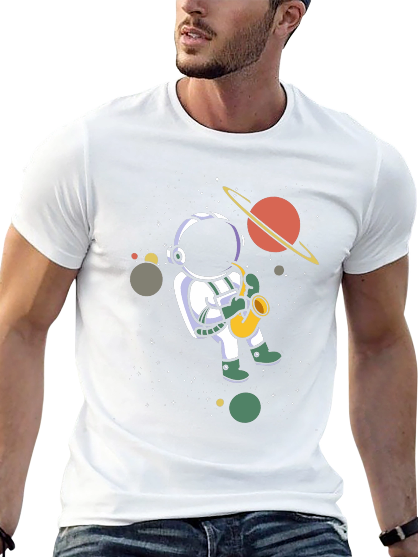 Astronaut Saxophone T-Shirt - Space Music Tee