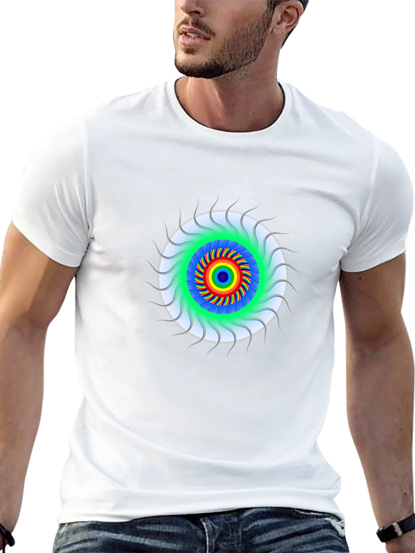 Psychedelic Rainbow Eye T-Shirt - Black Cotton Tee