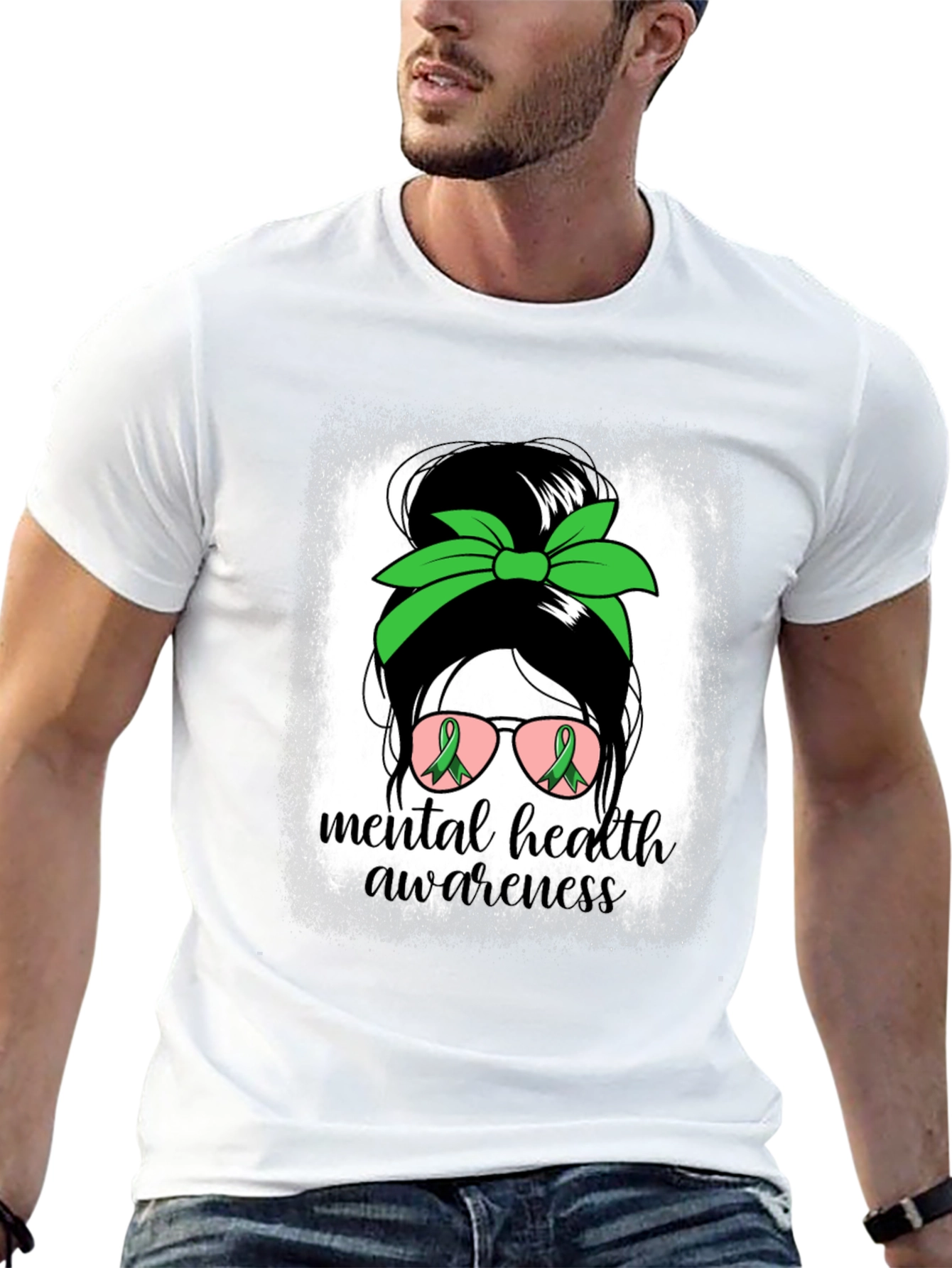 Mental Health Awareness Messy Bun T-Shirt