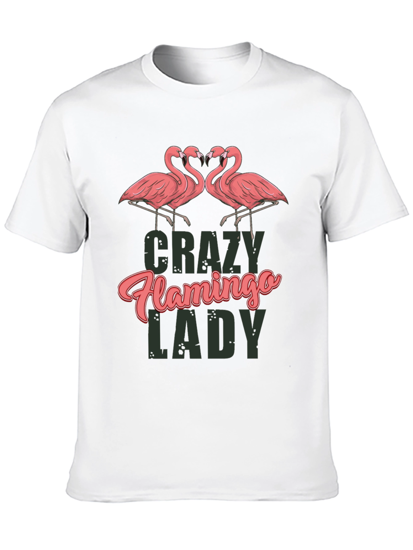 Crazy Flamingo Lady Black T-Shirt