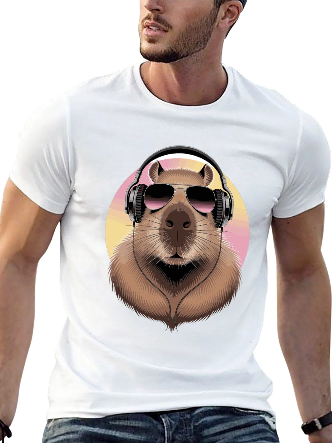 Capybara DJ Black T-Shirt - Cool Animal Graphic Tee