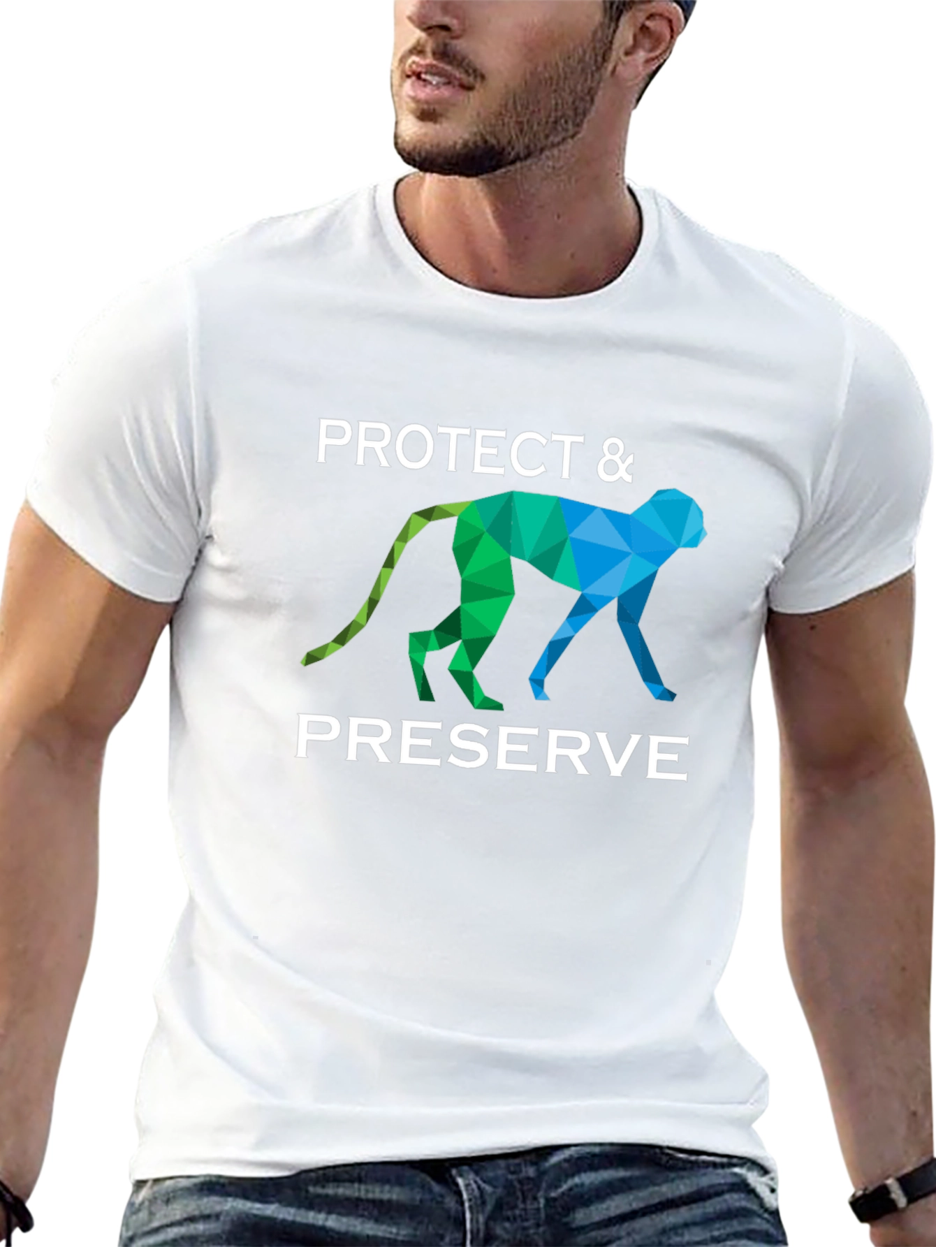 Protect & Preserve Geometric Monkey Graphic T-Shirt