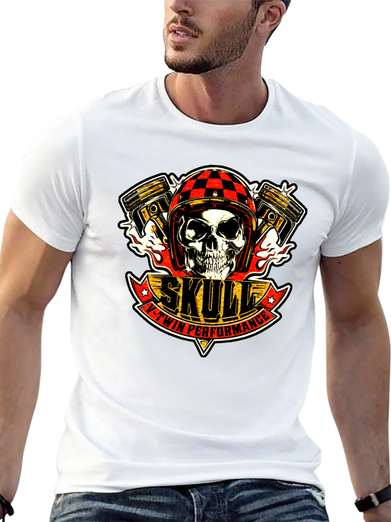 Skull V-Twin Performance Black T-Shirt