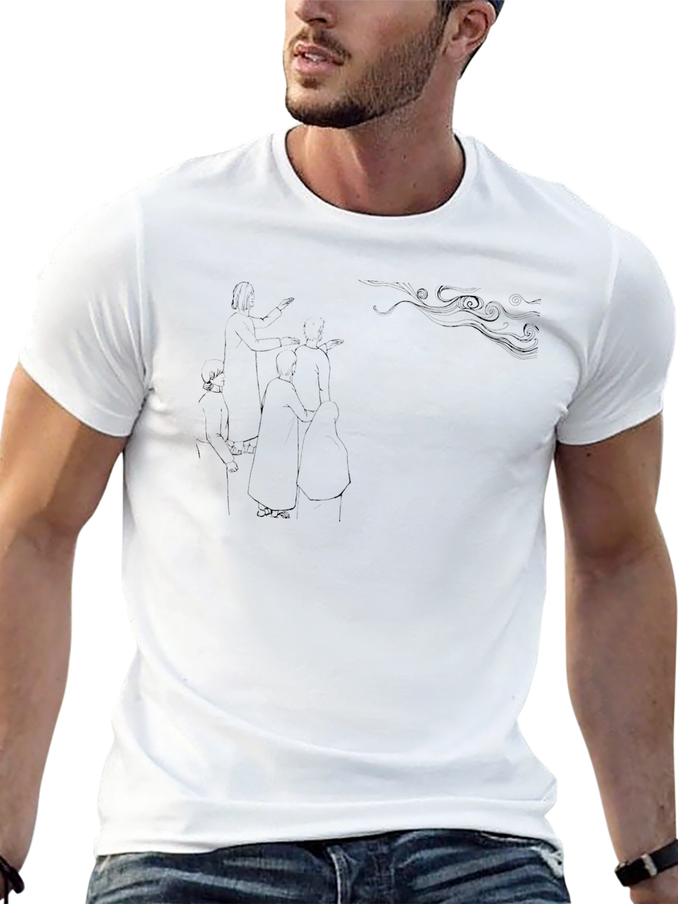 Abstract Sketch Print Black T-Shirt