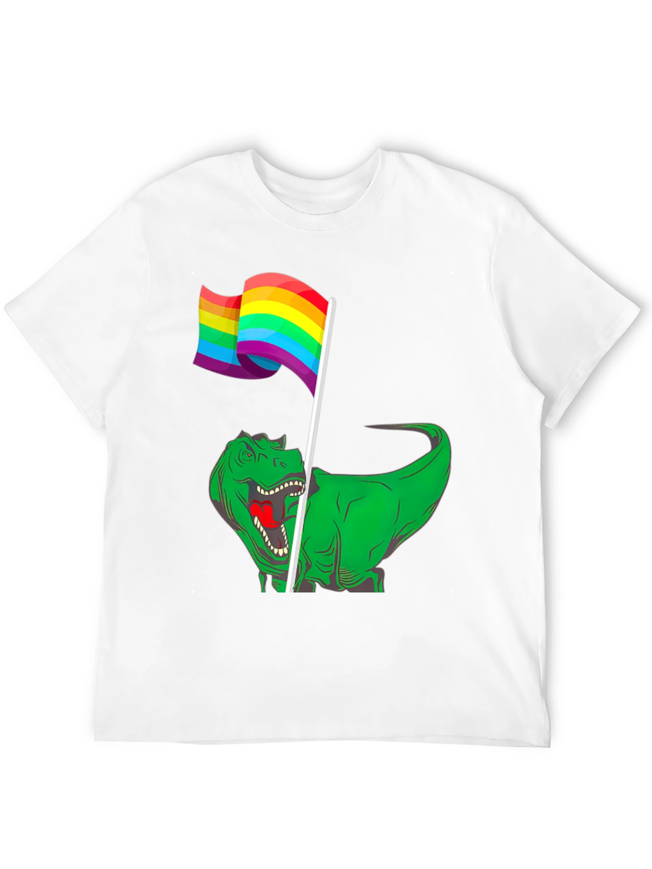 Dino Pride T-Shirt - Rainbow Flag Dinosaur Tee