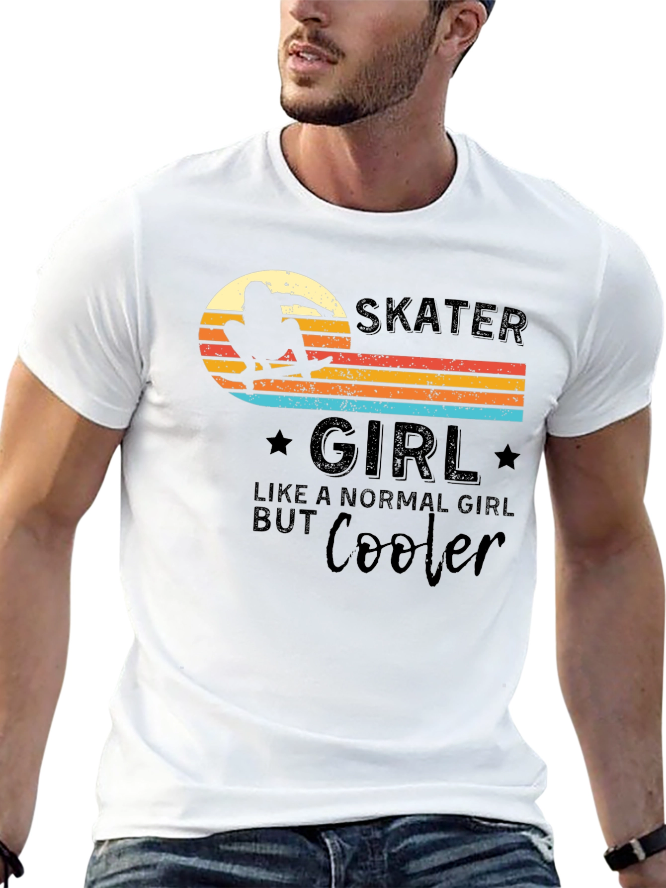 Skater Girl T-Shirt - Retro Design Cool Graphic Tee