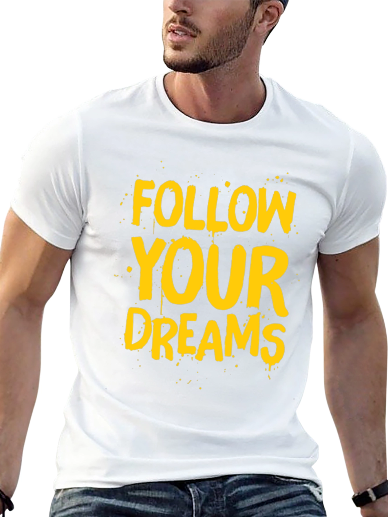 Follow Your Dreams Graphic Tee - Black Cotton T-Shirt