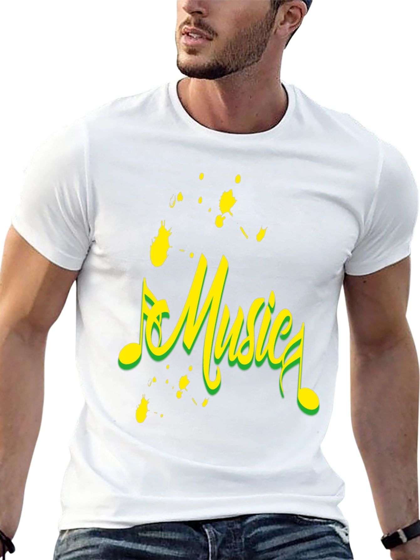 Music Design Black Cotton T-Shirt