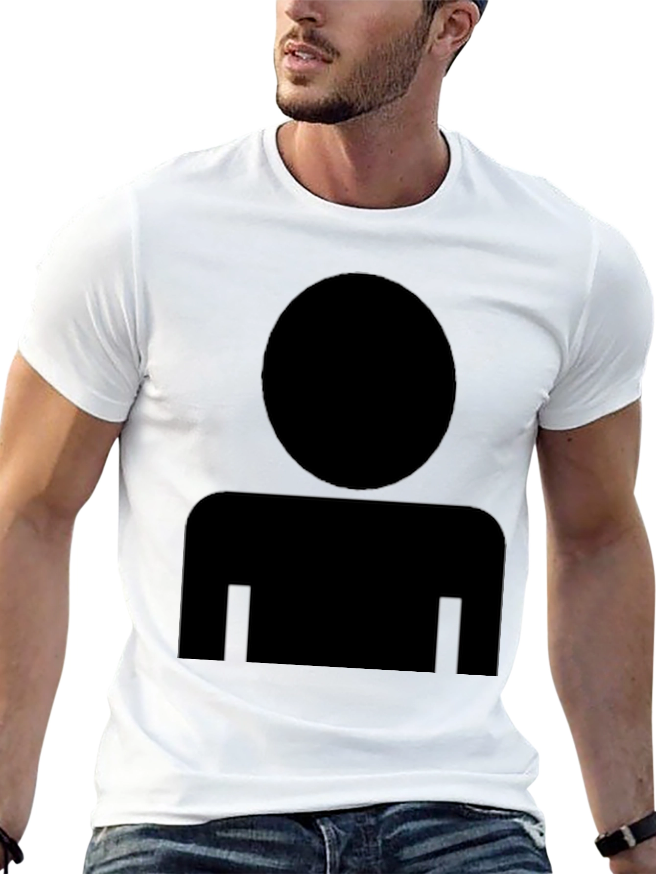 Mens Black T-Shirt with Generic Person Icon
