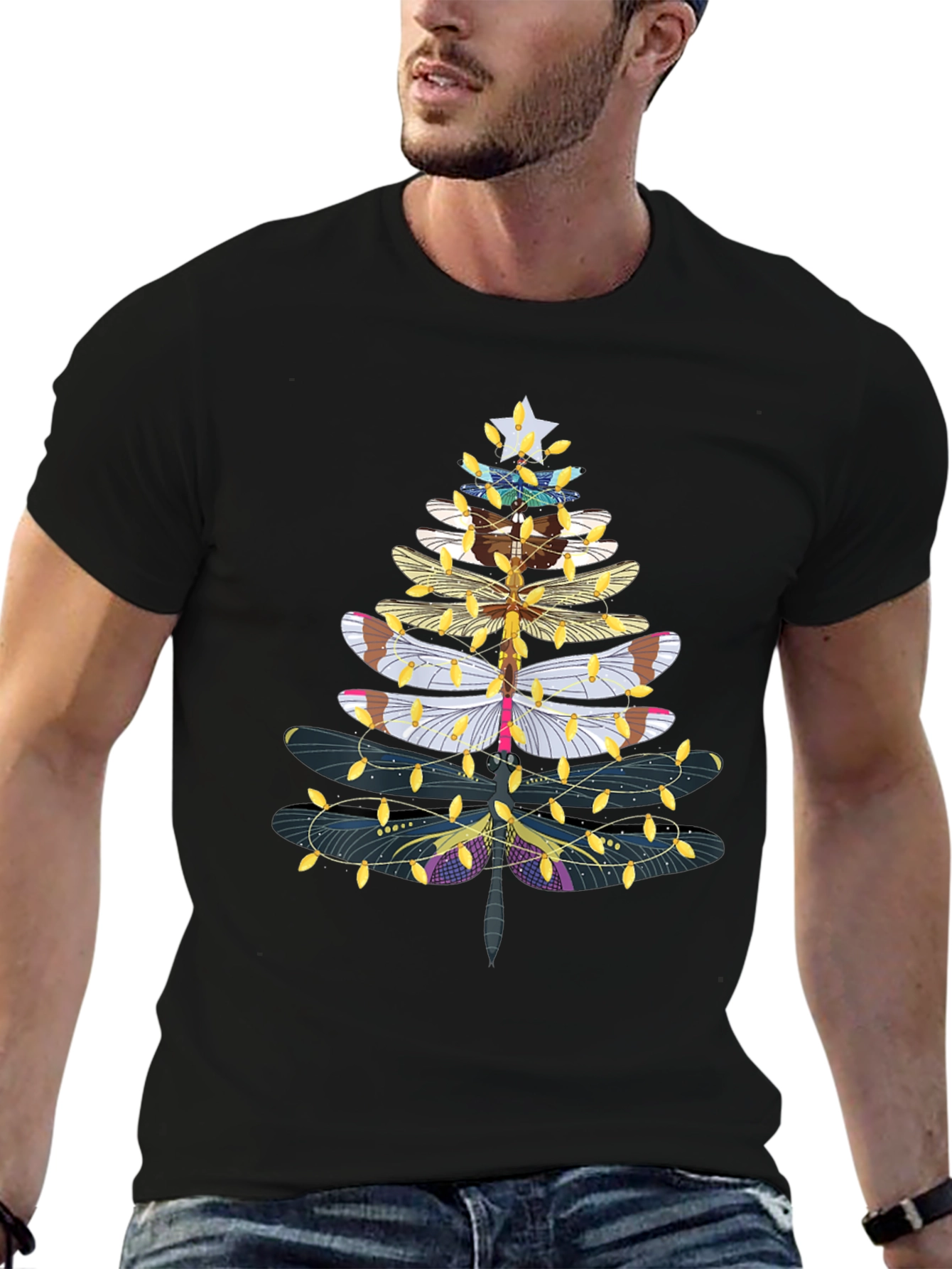 Dragonfly Christmas Tree Graphic Tee