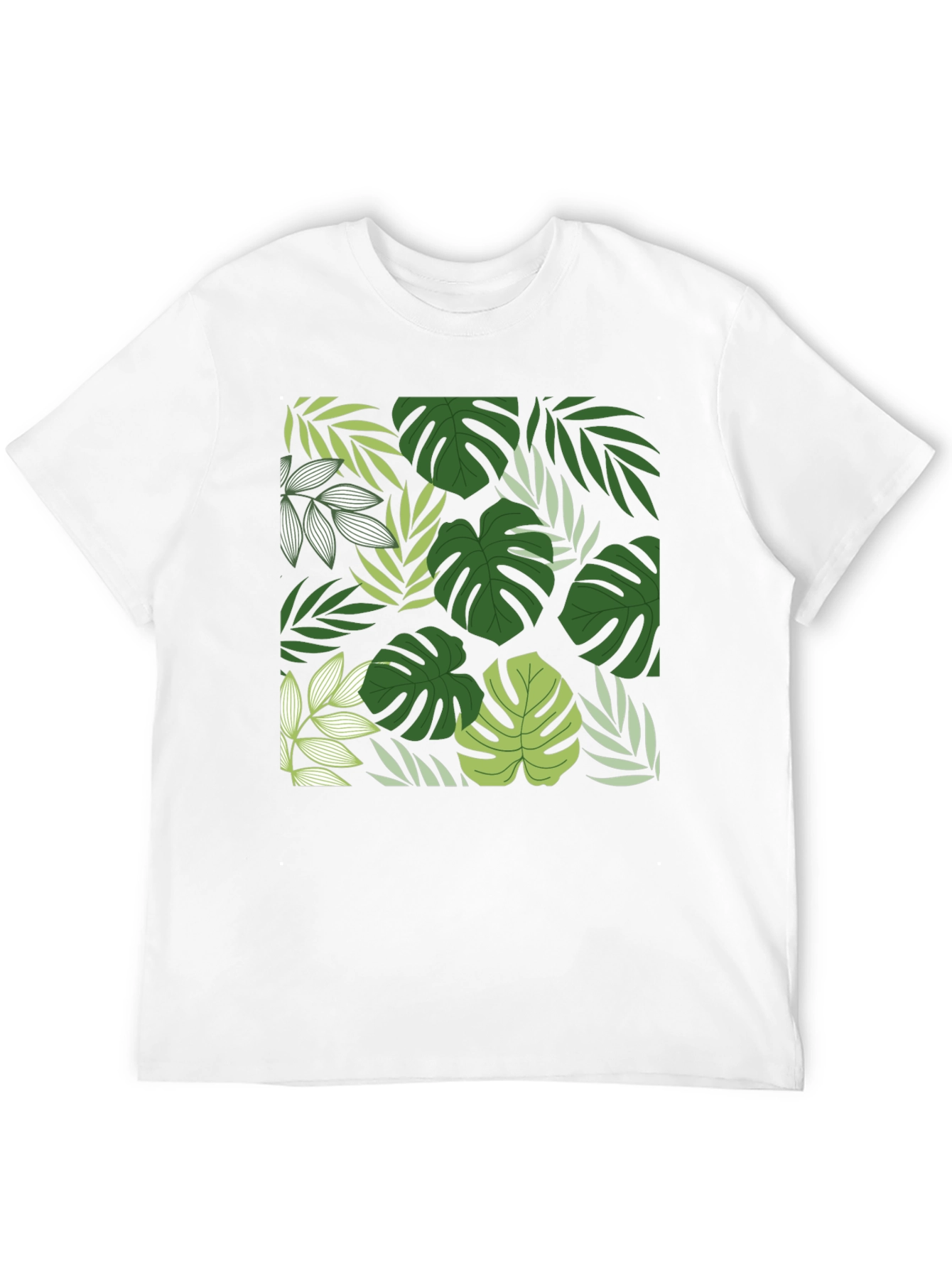 Tropical Leaf Print Black T-Shirt