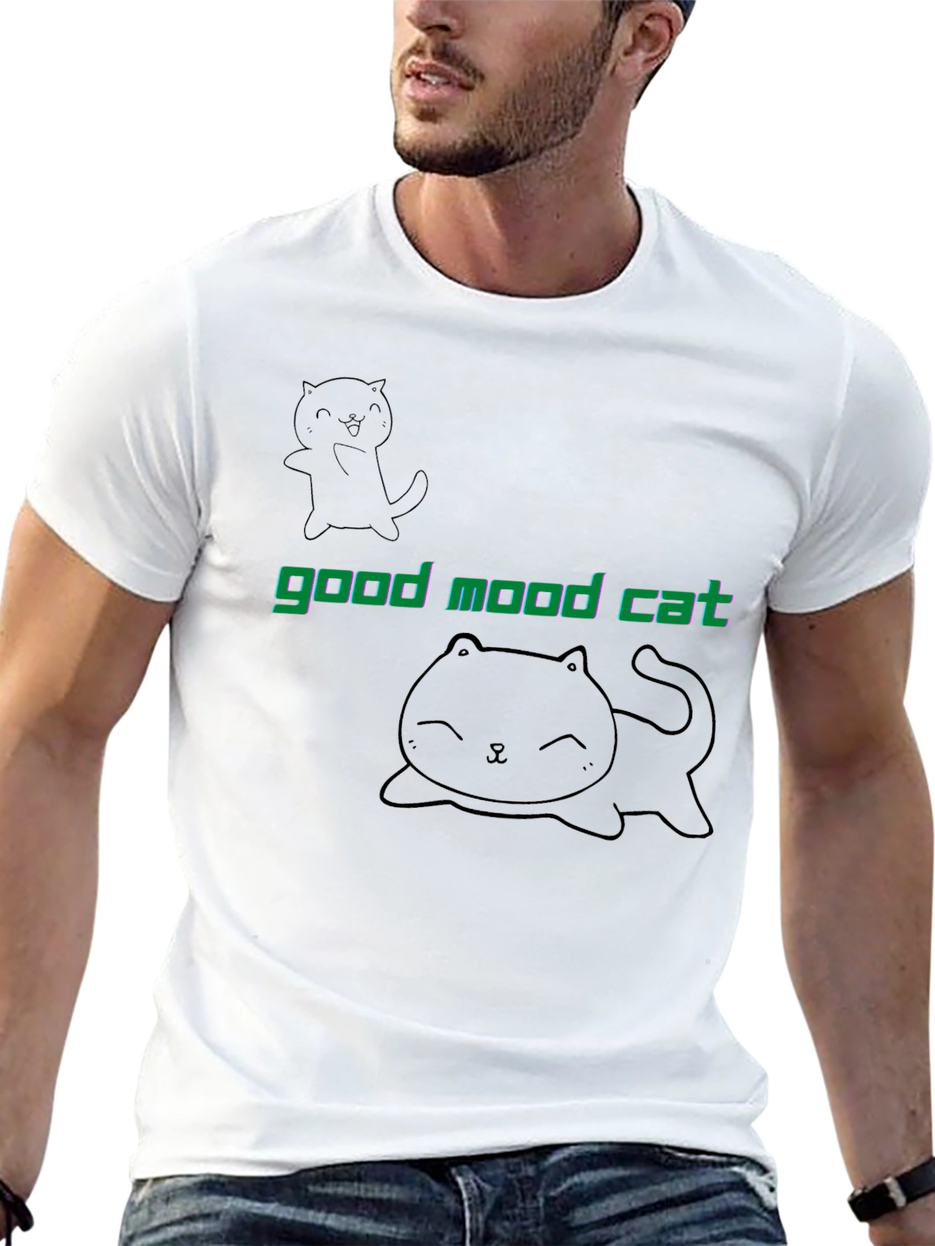 Good Mood Cat Black T-Shirt