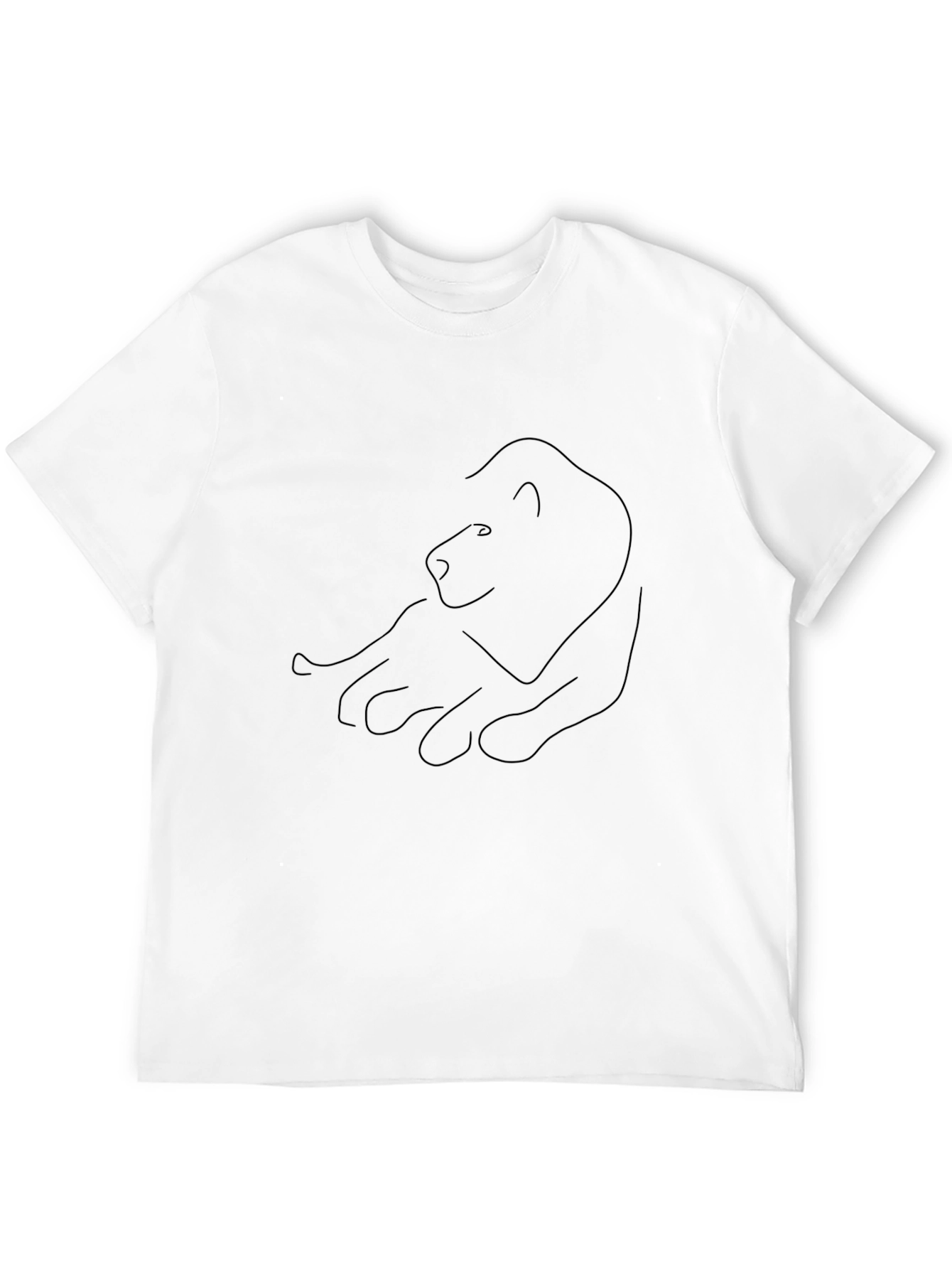 Minimalist Lion Outline Black Tee