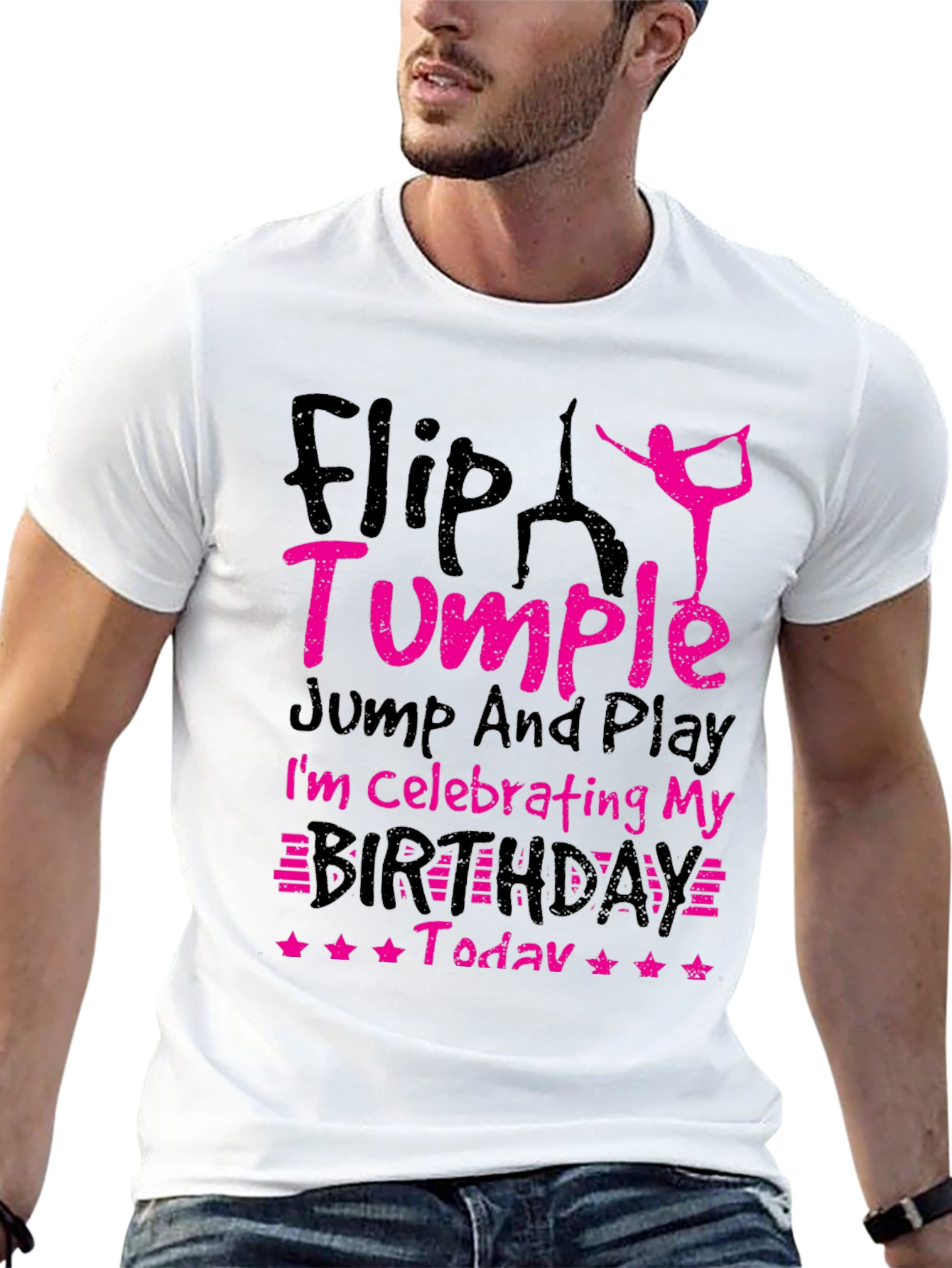 Flip Tumble Birthday Gymnastics Black T-Shirt