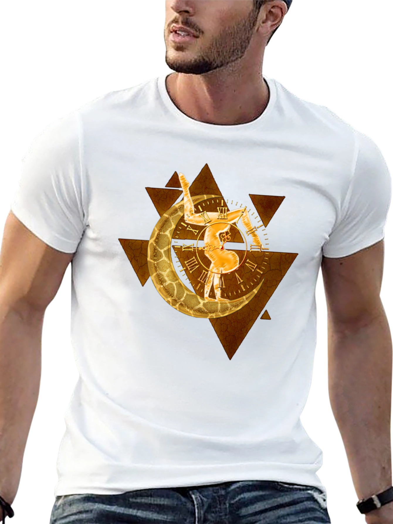 Geometric Moon Clock Graphic T-Shirt