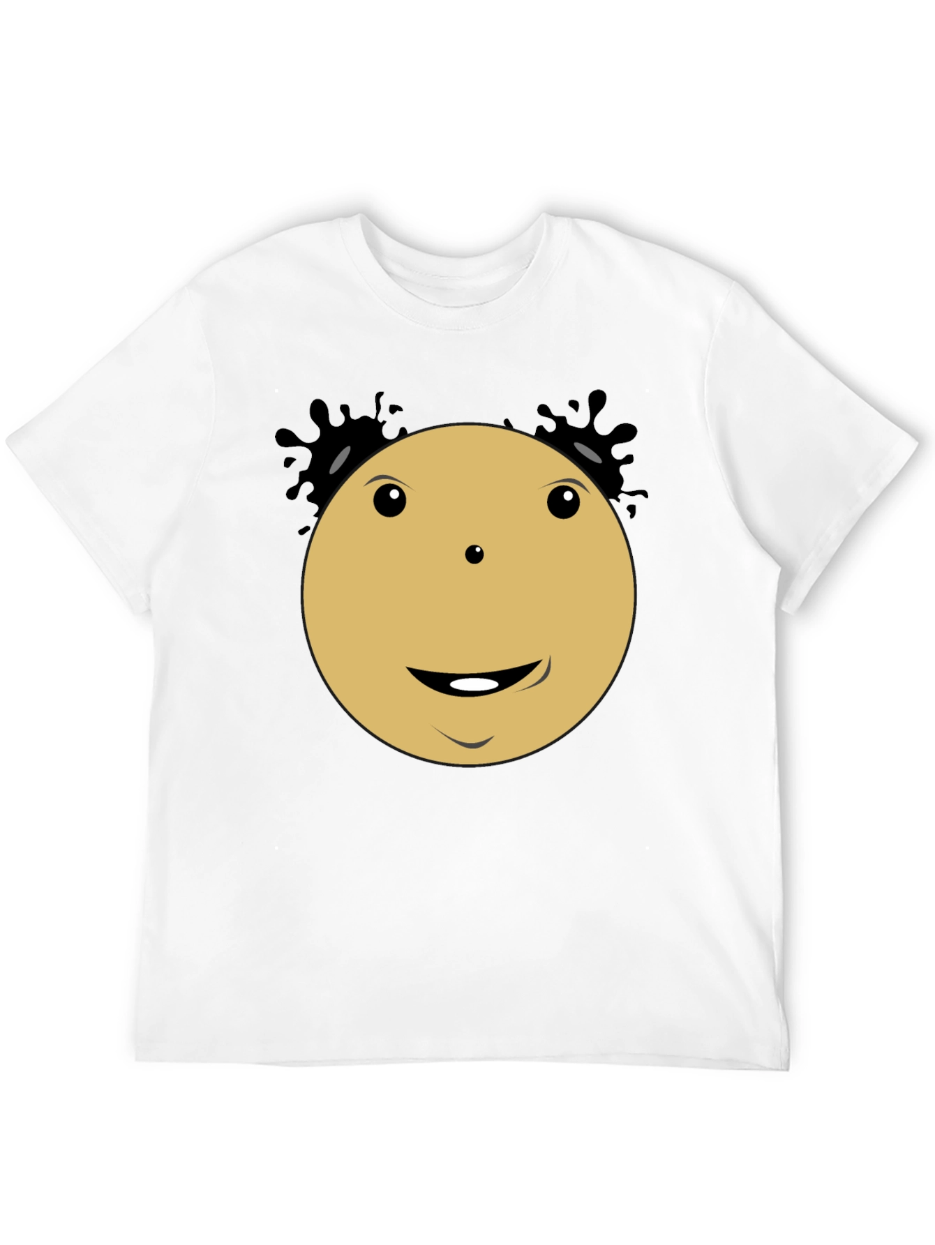 Smiley Face Cartoon Character Black T-Shirt