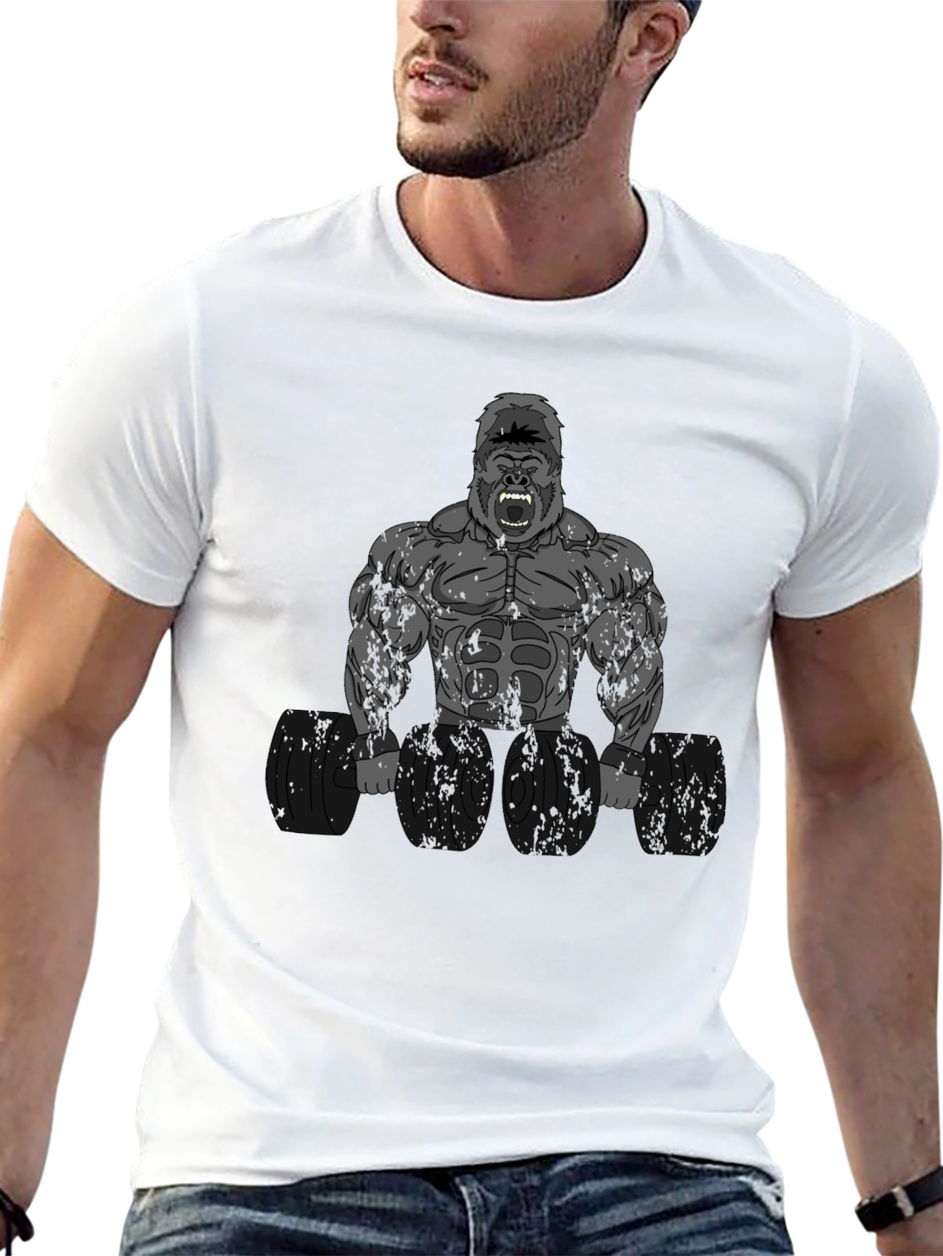 Gorilla Gym T-Shirt - Black Weightlifting Design