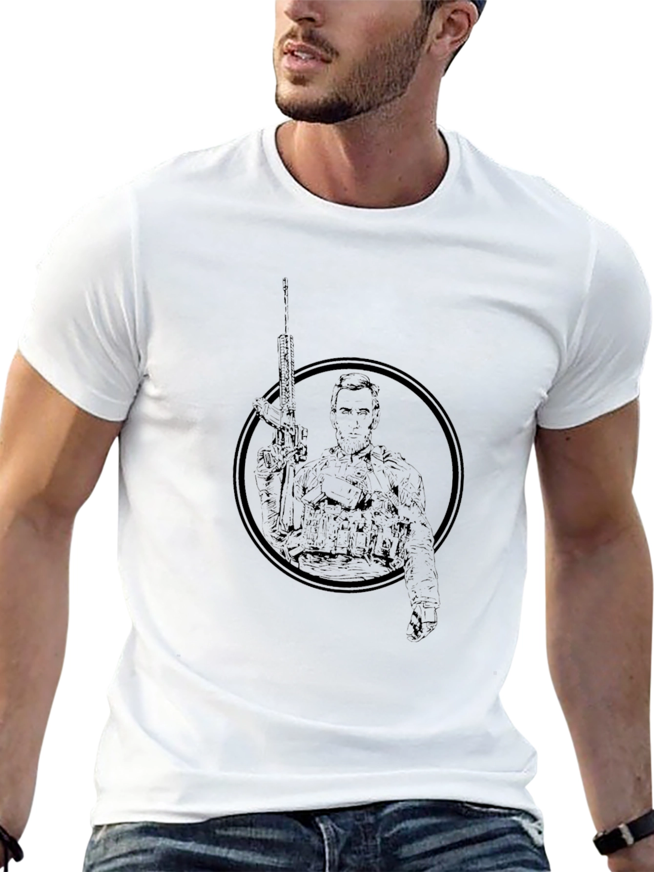 Tactical Graphic Print Mens T-Shirt - Black