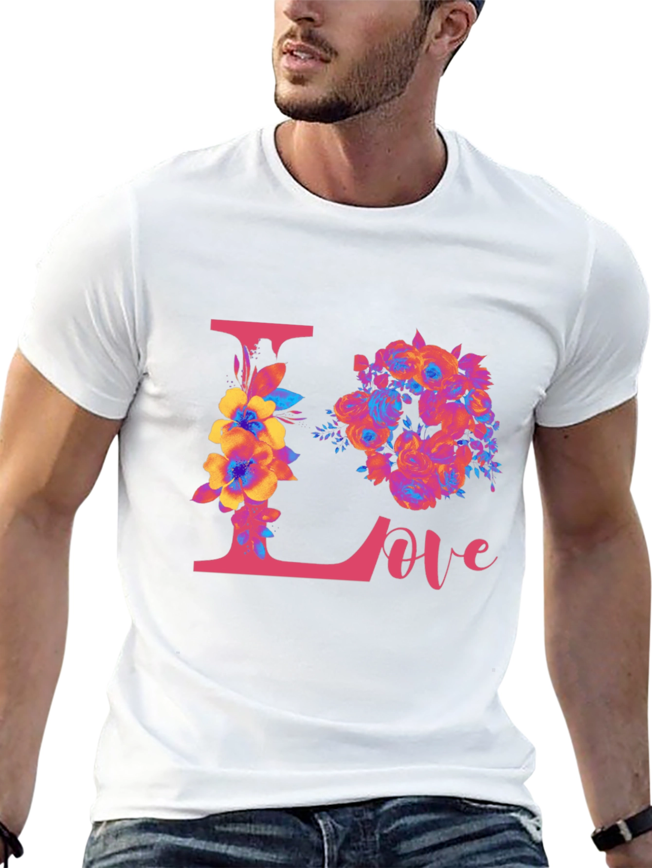 Floral Love Graphic Black T-Shirt