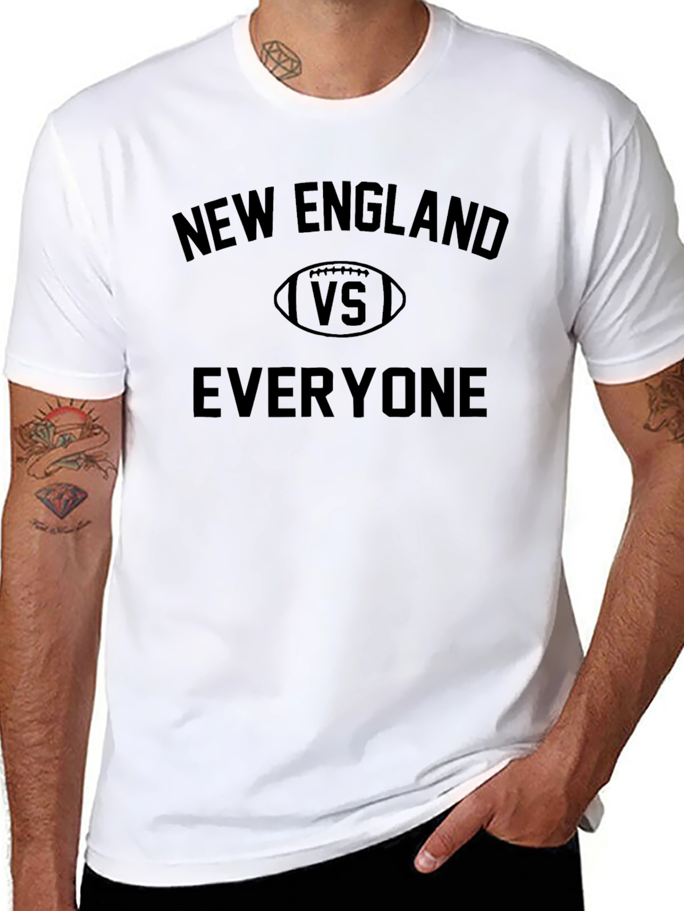 New England VS Everyone Black Graphic T-Shirt