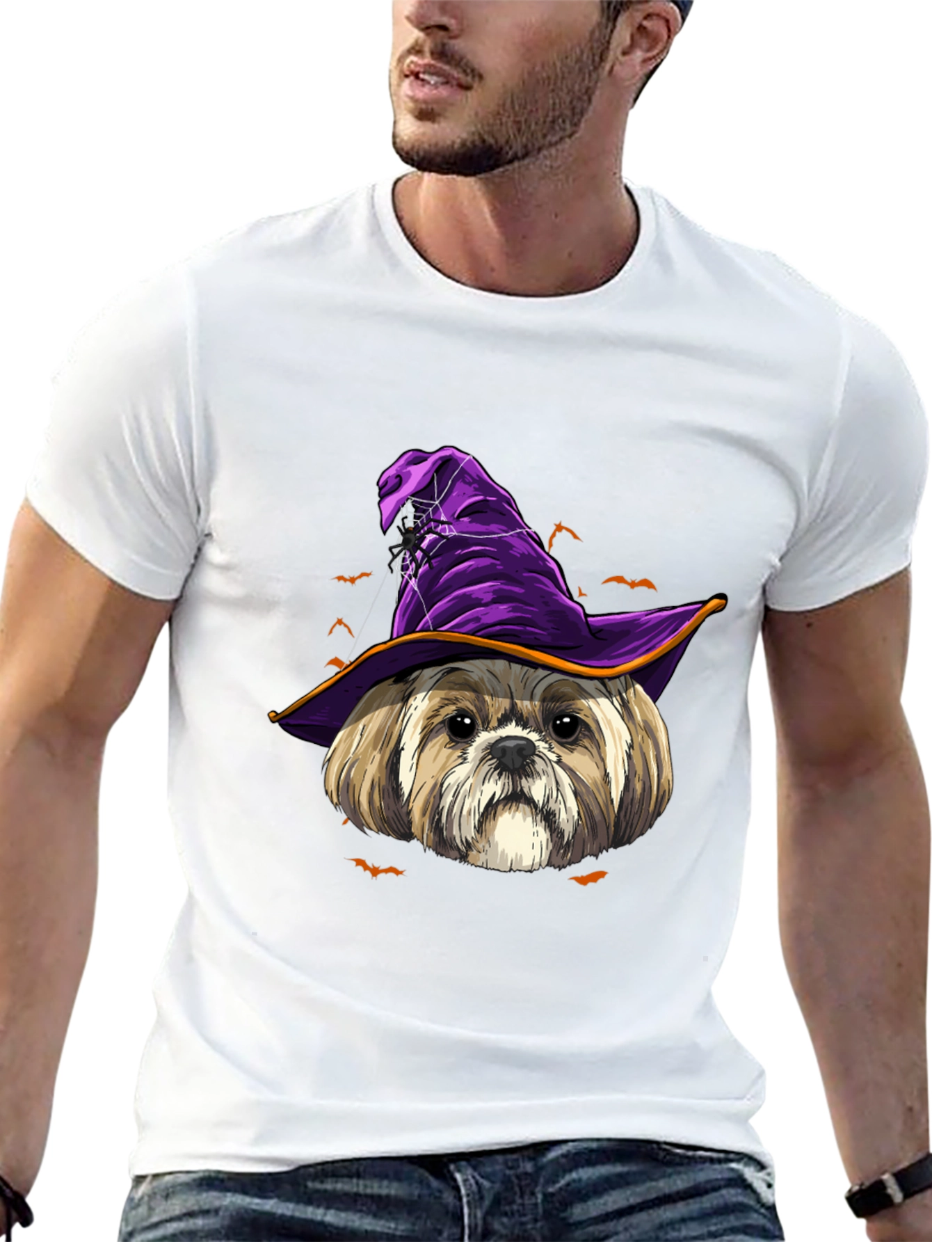 Halloween Dog Witch Hat T-Shirt