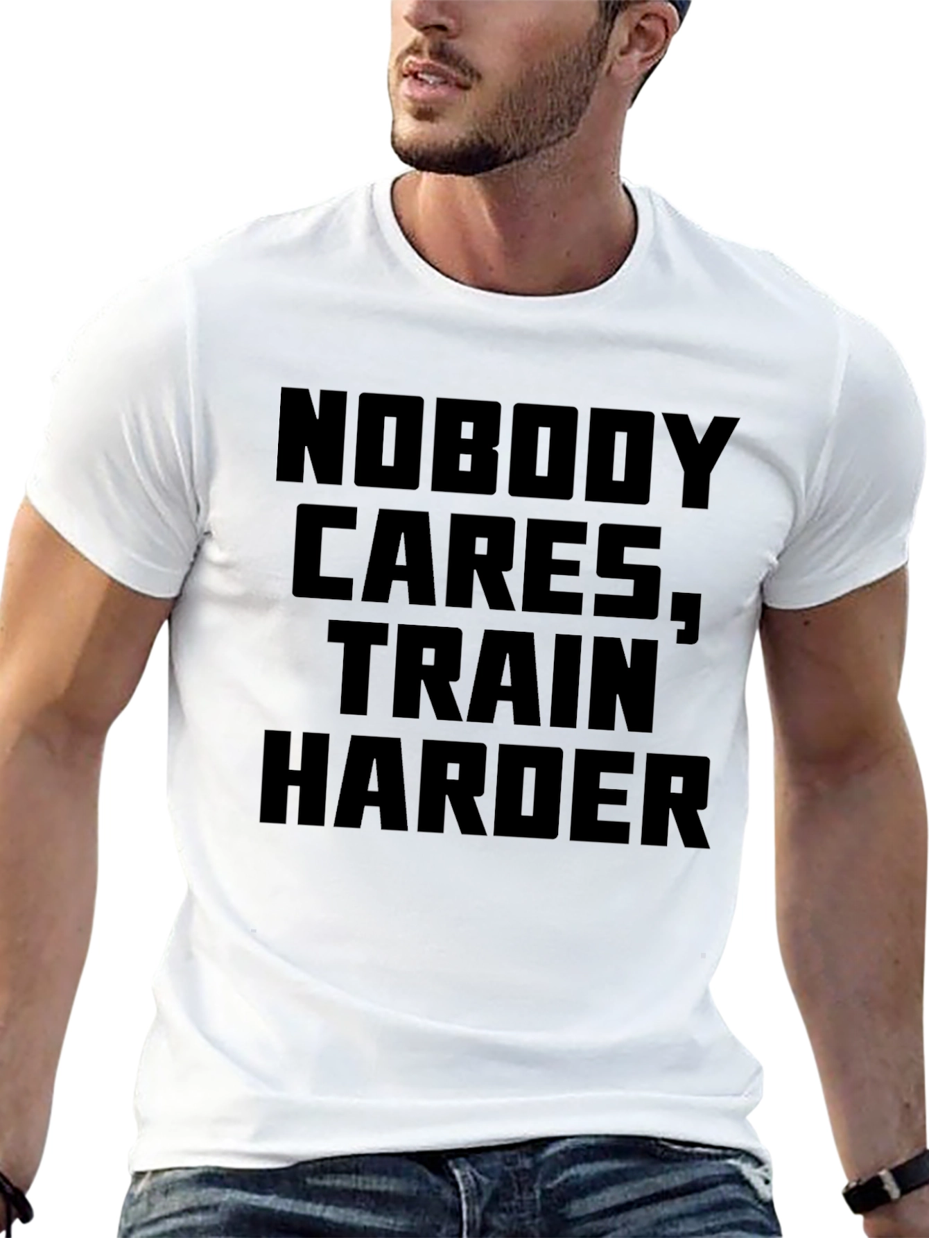 Nobody Cares Train Harder Black Graphic T-Shirt
