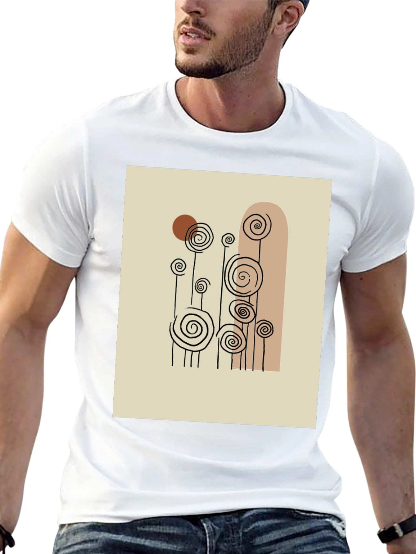 Abstract Floral Print Black T-Shirt