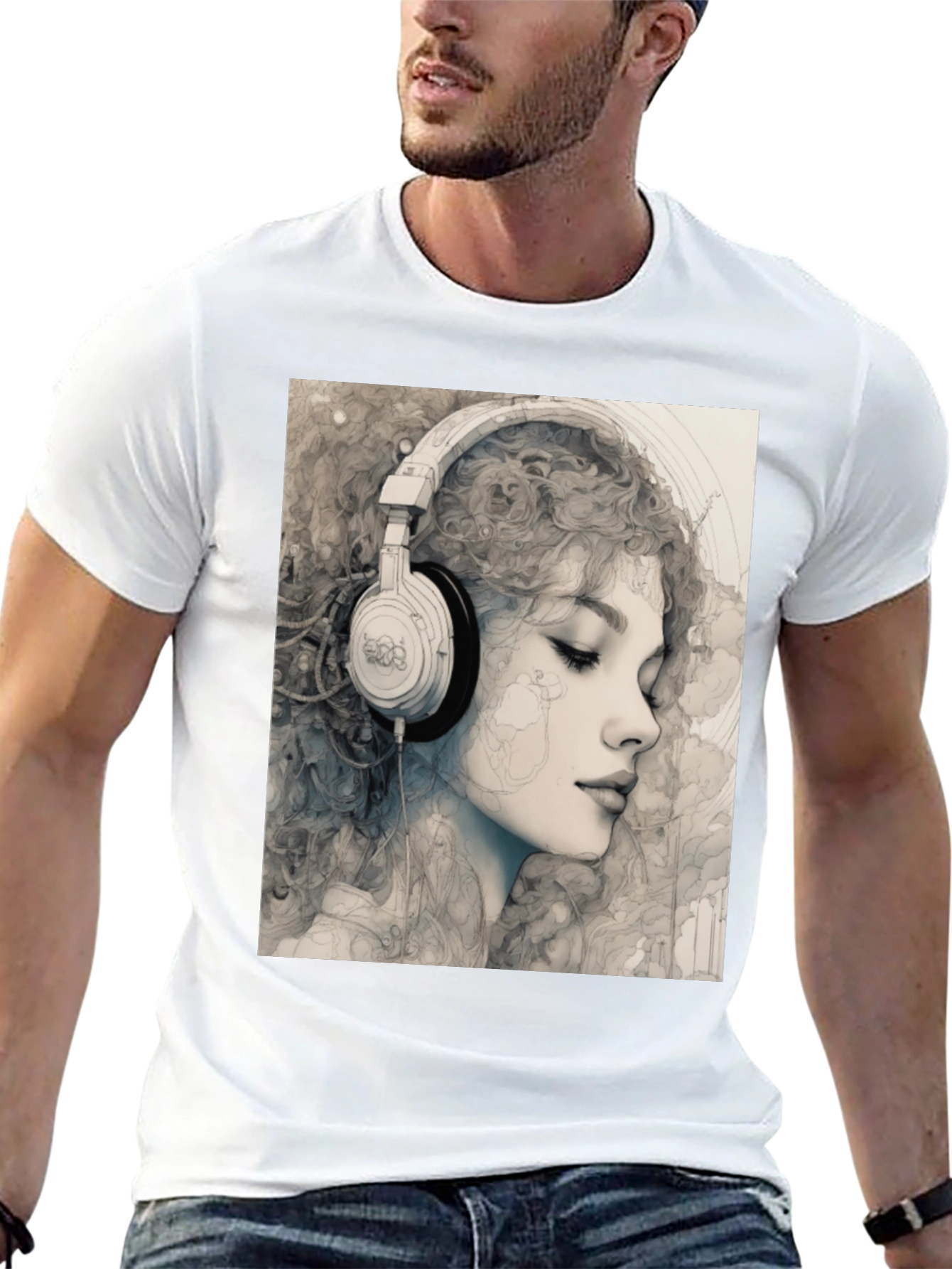 Woman with Headphones Graphic T-Shirt