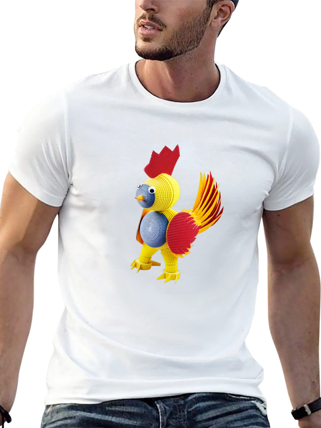 Novelty Quilled Chicken Graphic Tee - Black