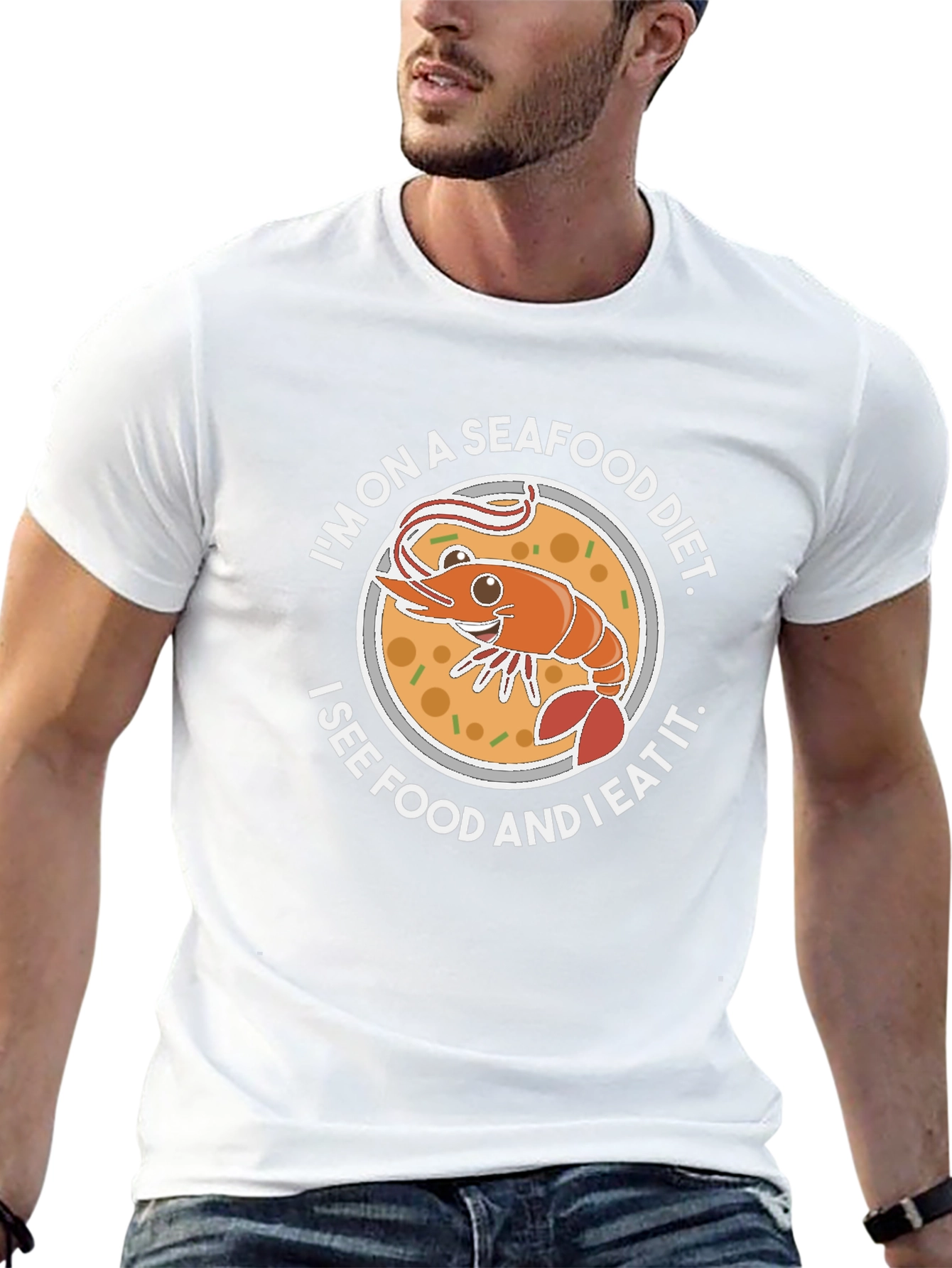 Seafood Diet Funny Graphic T-Shirt