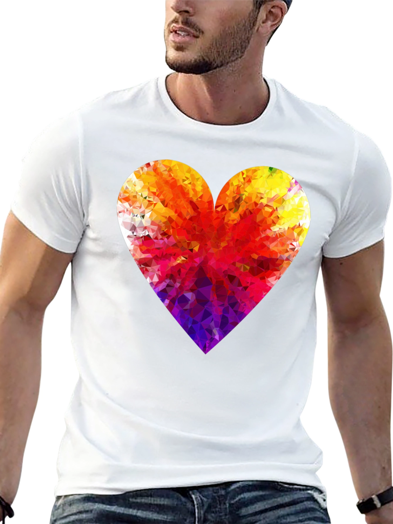 Geometric Heart Graphic Tee - Modern Black T-Shirt