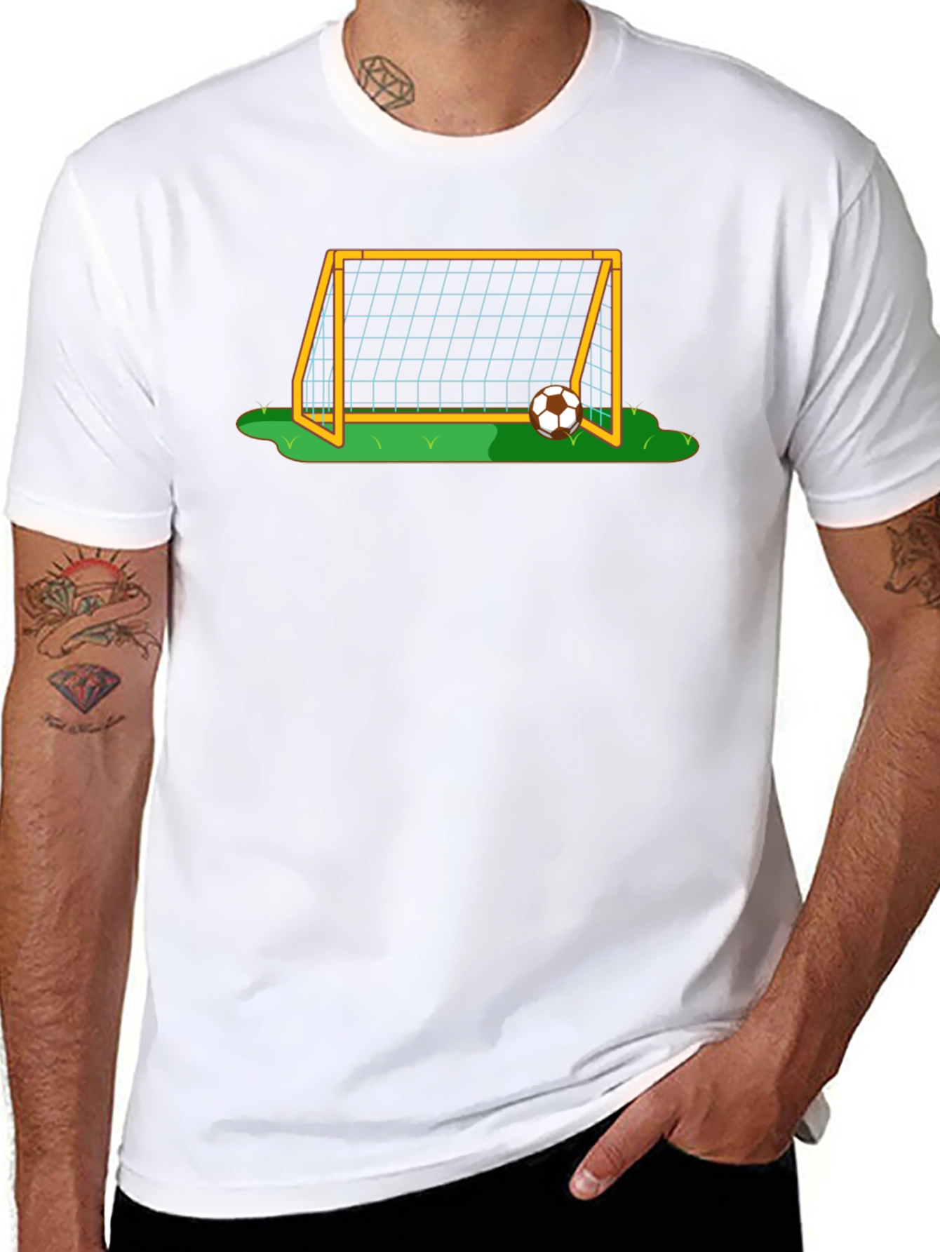 Soccer Goal Graphic Tee - Black Cotton T-Shirt