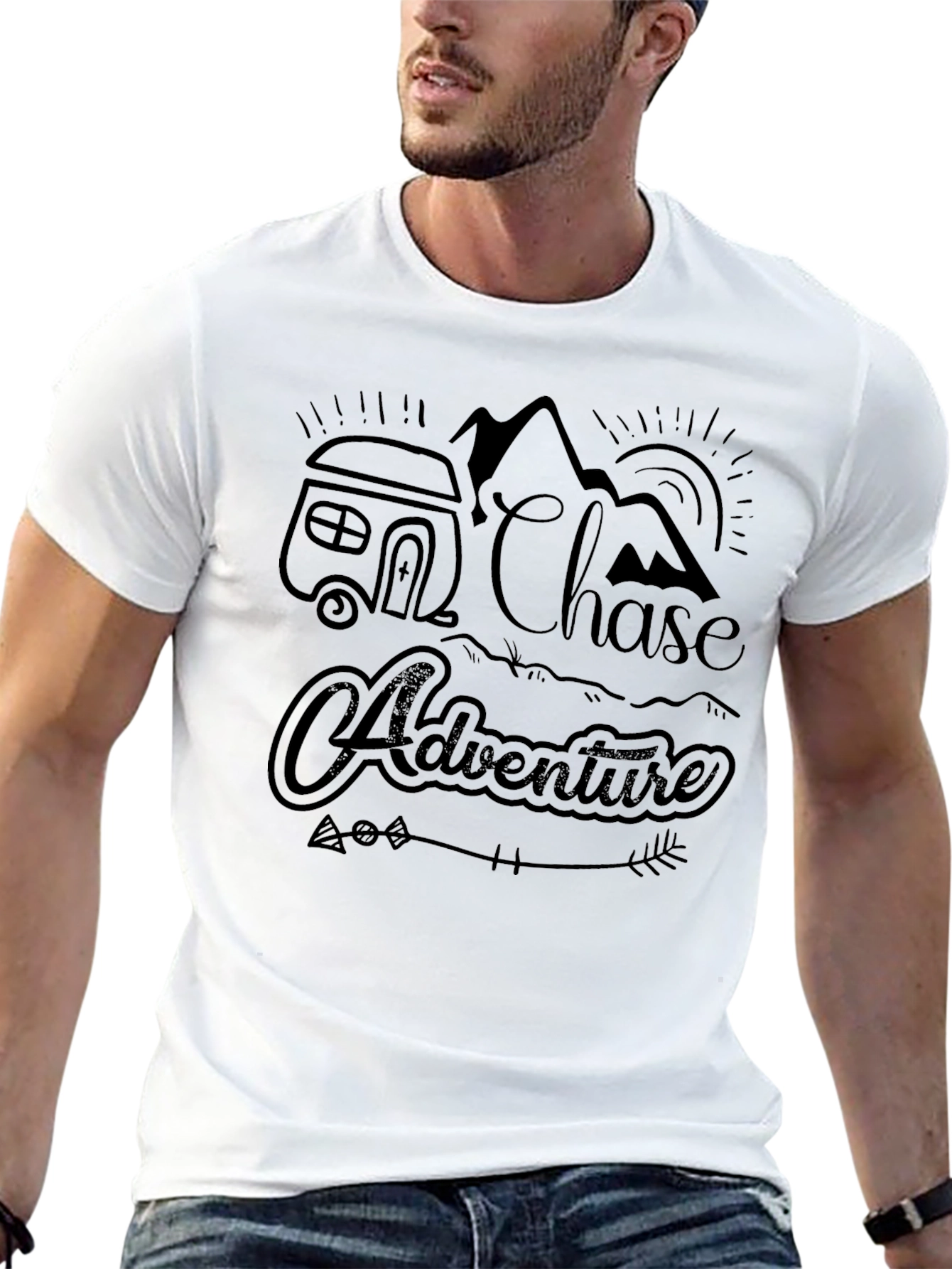 Chase Adventure Black Graphic Tee for Men