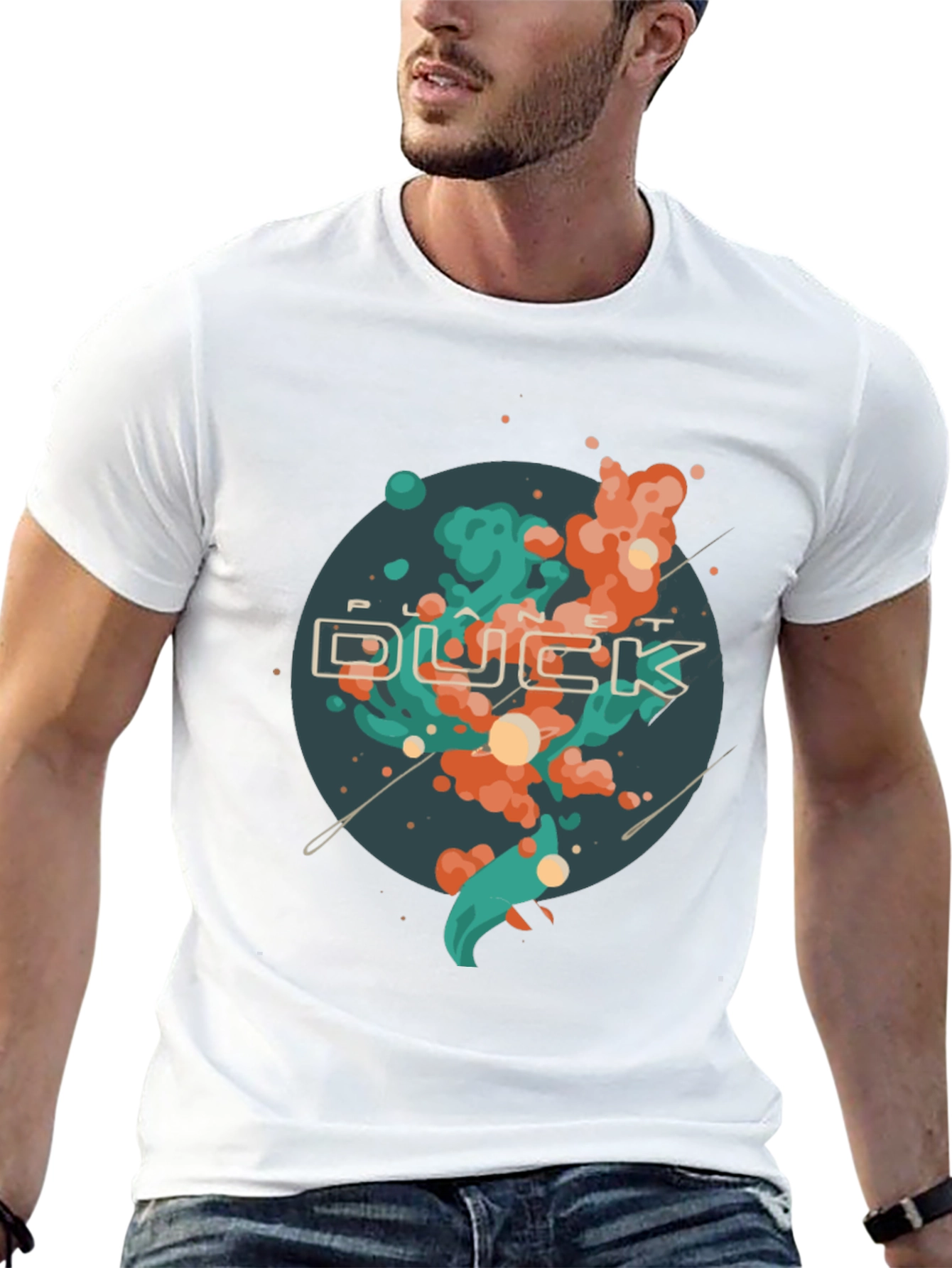 Planet Duck Graphic Tee - Casual Black T-Shirt