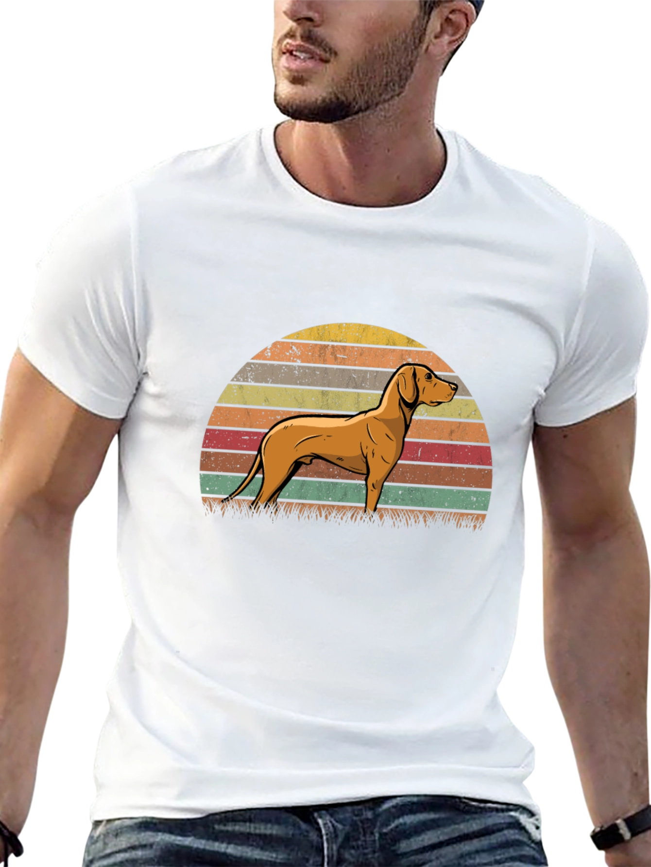 Vizsla Dog Retro Sunset T-Shirt