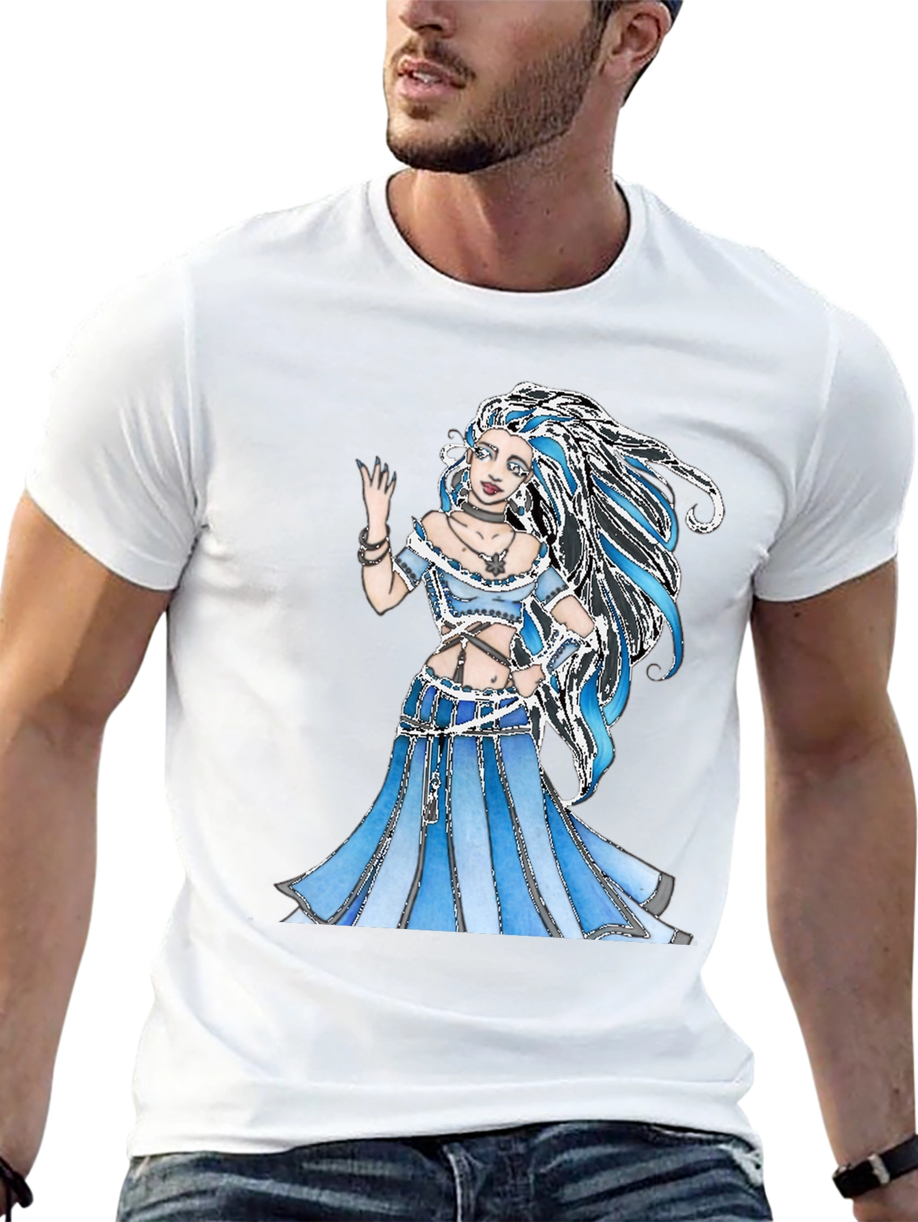 Blue Fantasy Woman Graphic T-Shirt