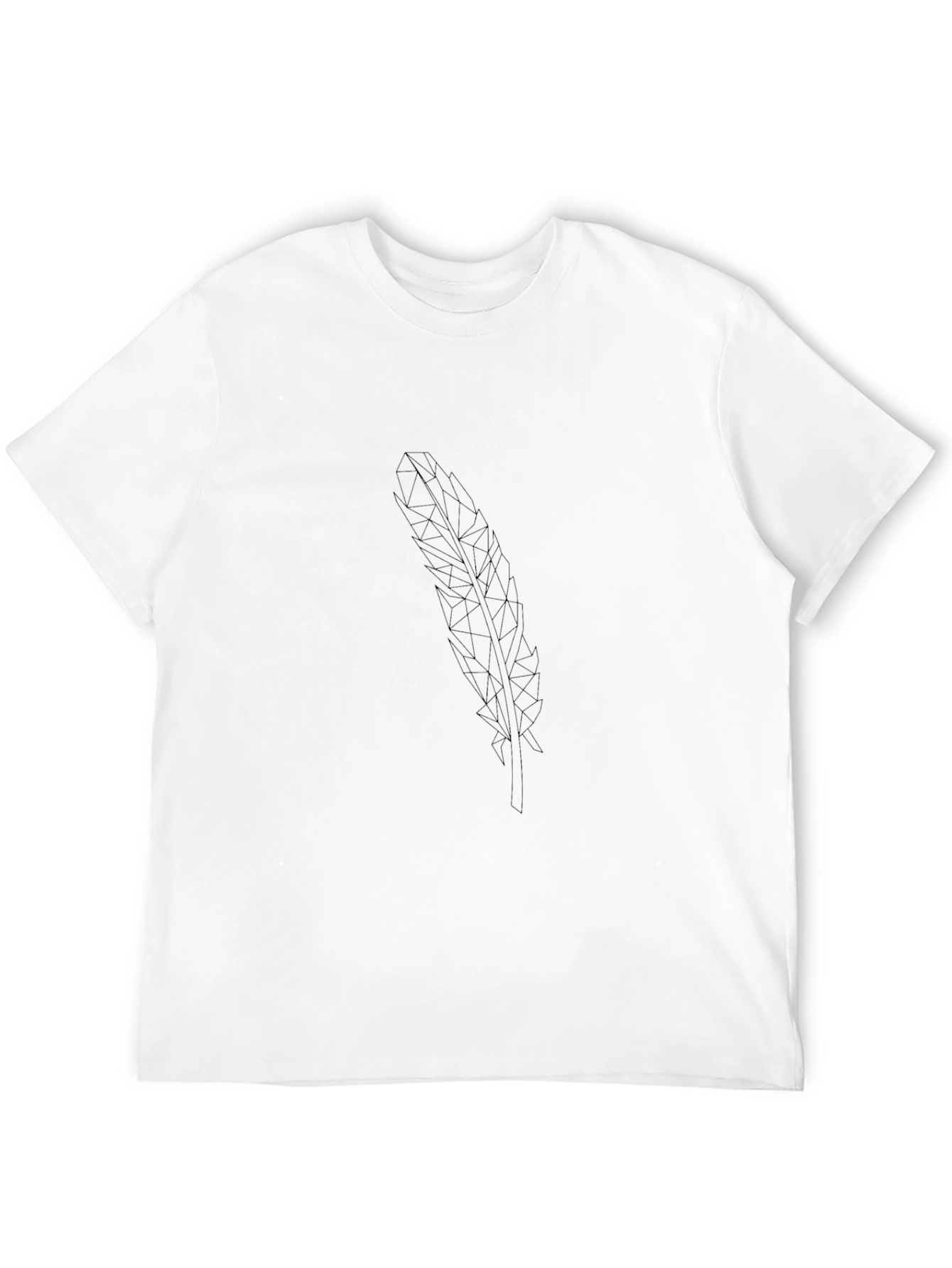 Geometric Feather Print Black T-Shirt