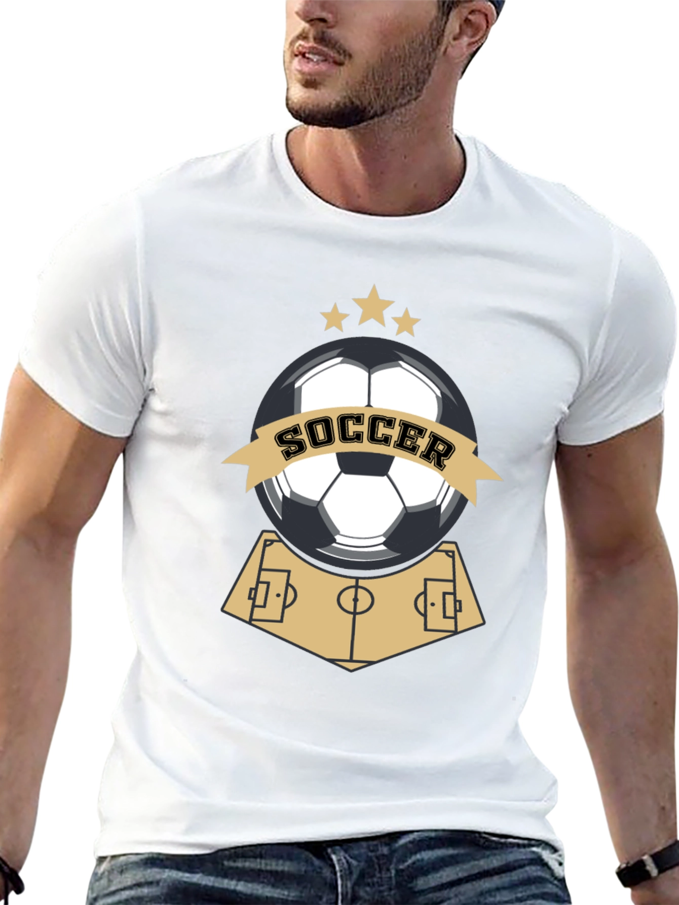Soccer Graphic Black T-Shirt for Sports Fans