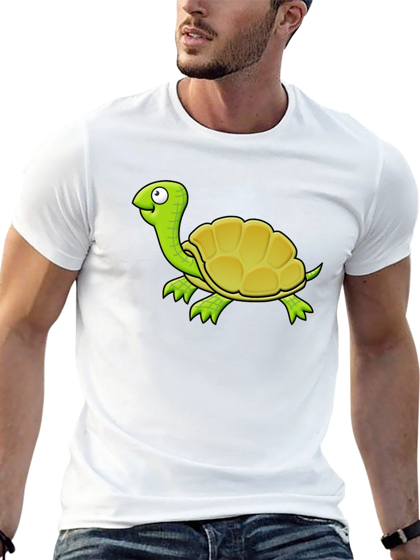 Cartoon Turtle Graphic T-Shirt - Black