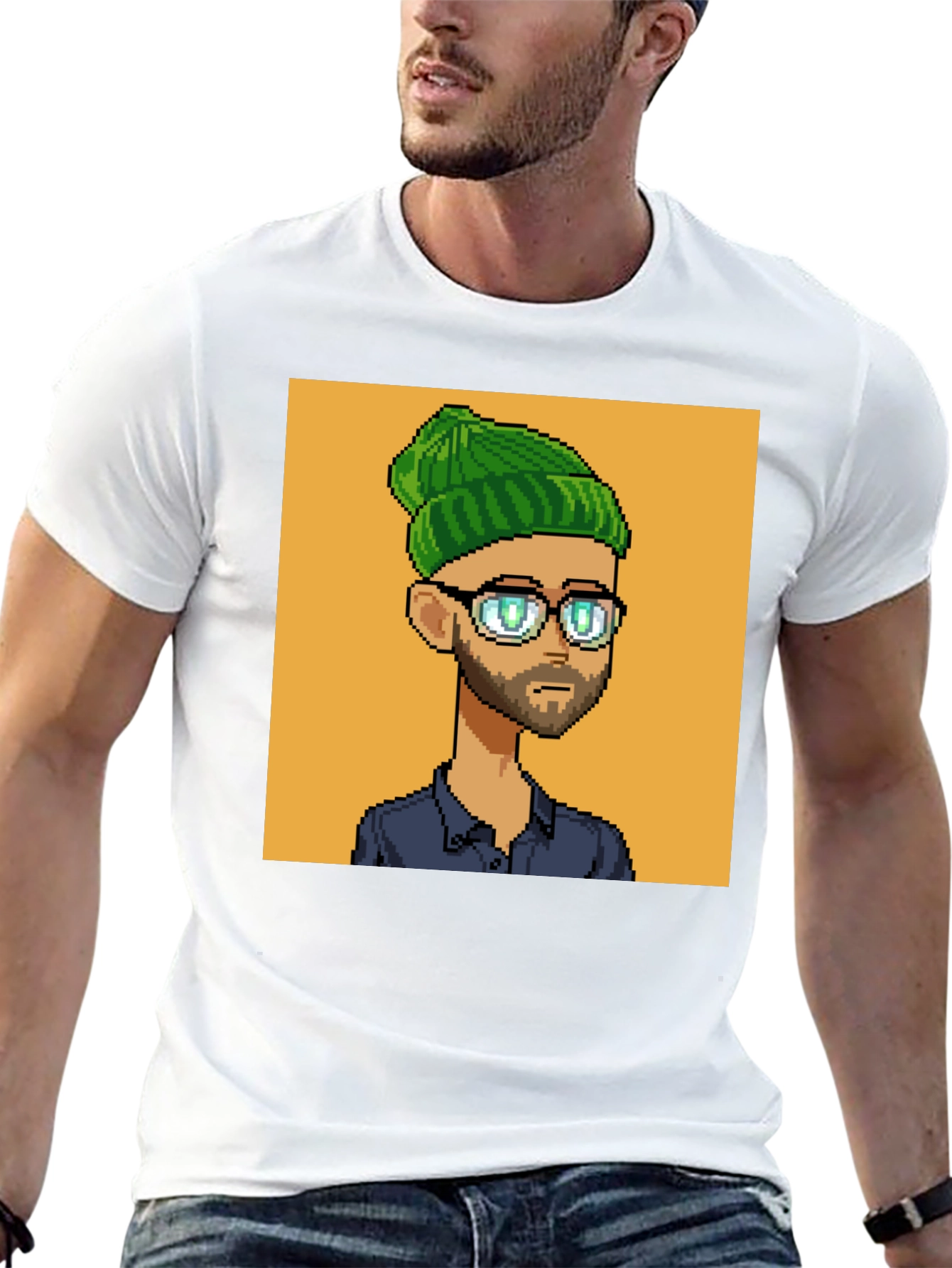 Pixel Art Portrait Black T-Shirt