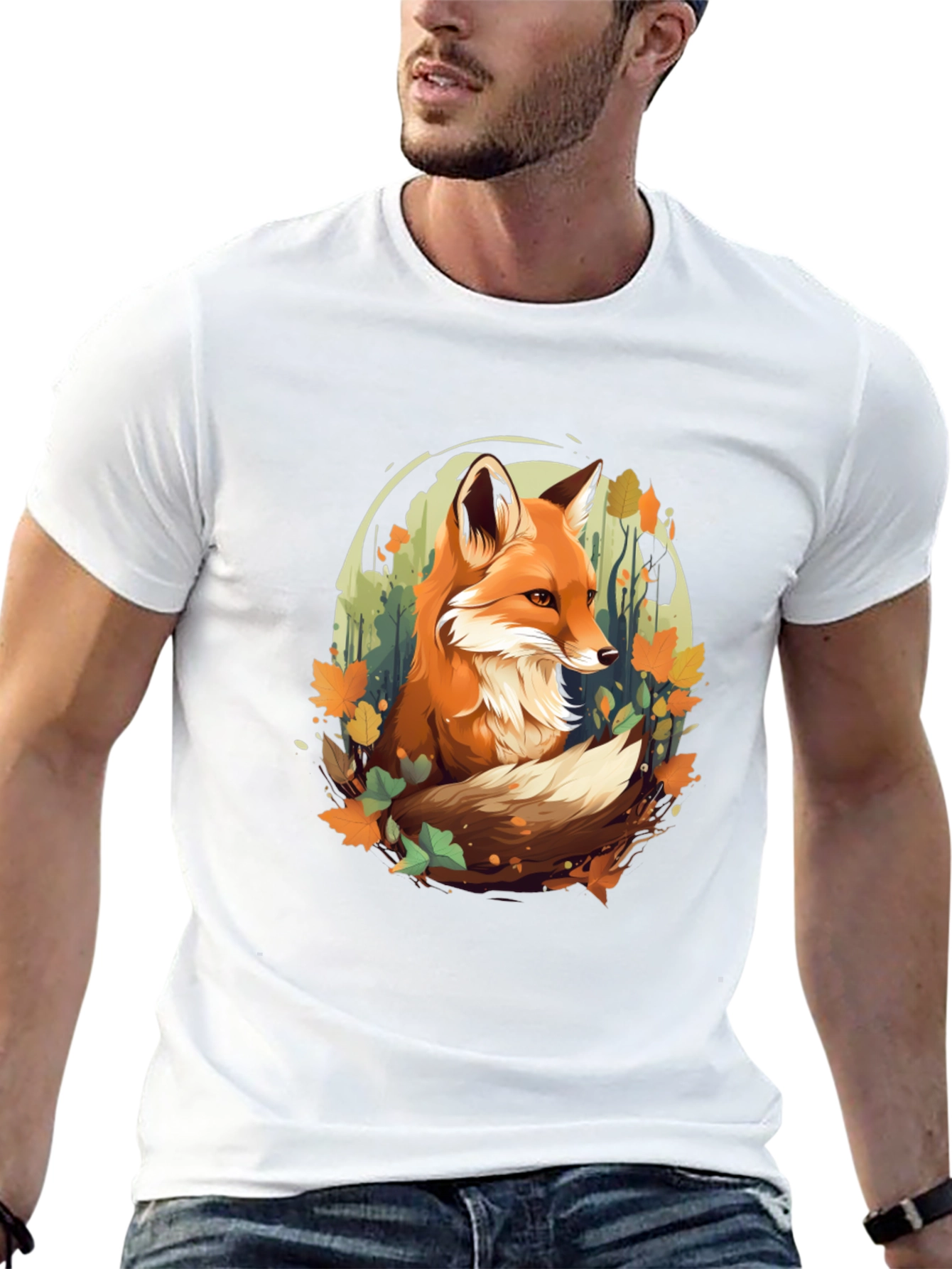 Autumn Fox Graphic Tee - Stylish Wildlife Design
