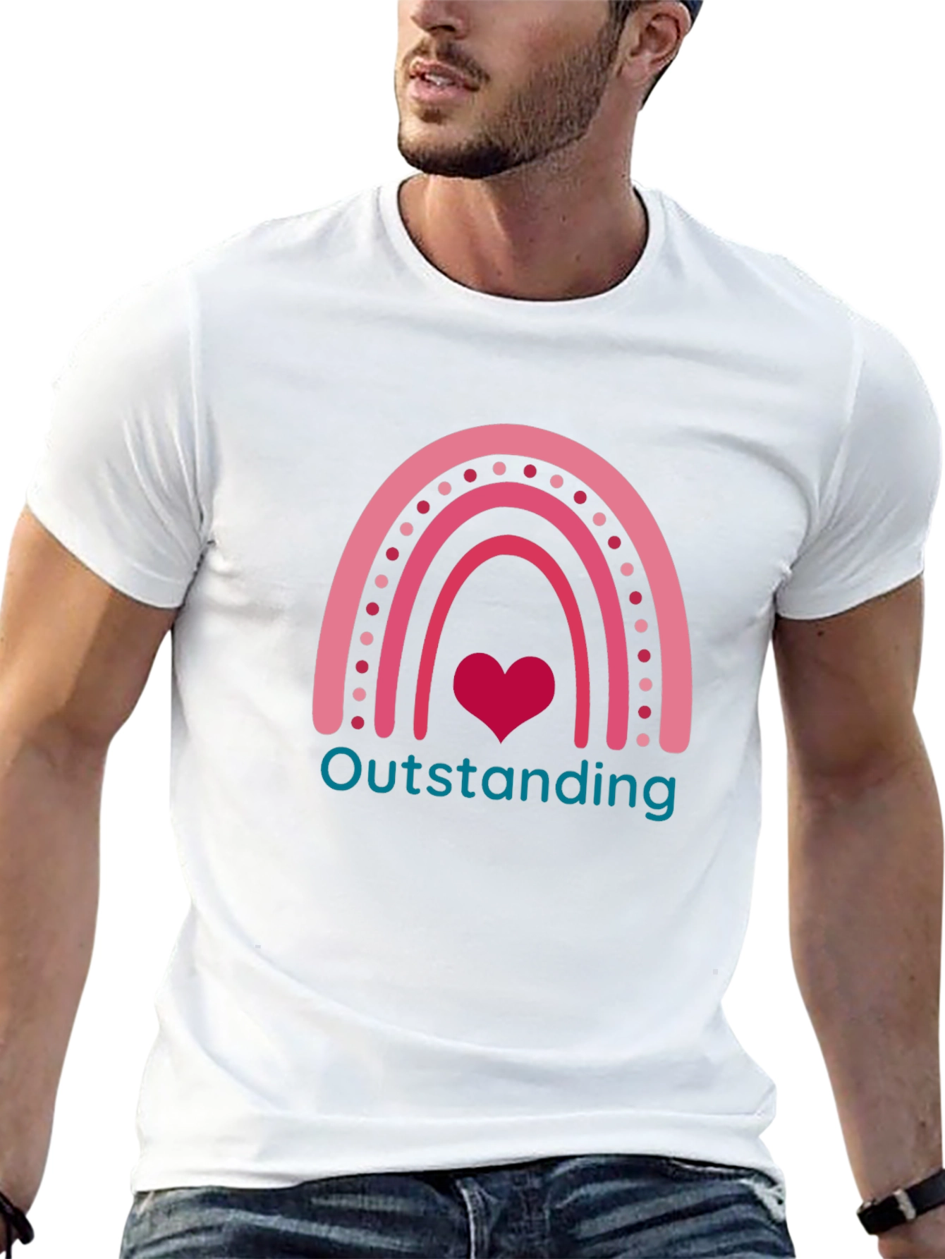 Outstanding Rainbow Heart Graphic T-Shirt