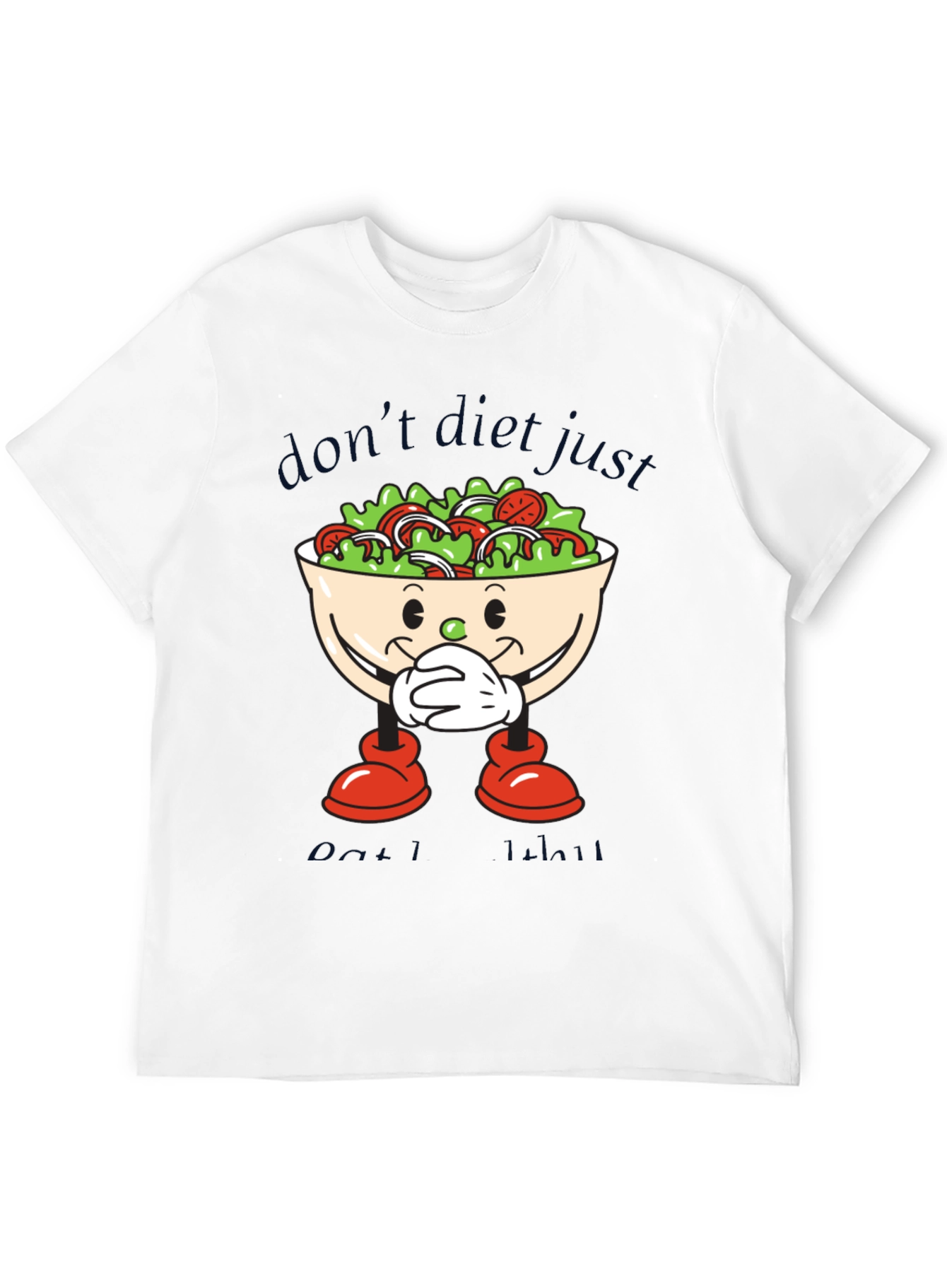 Funny Salad Cartoon Graphic T-Shirt - Eat Healthy!