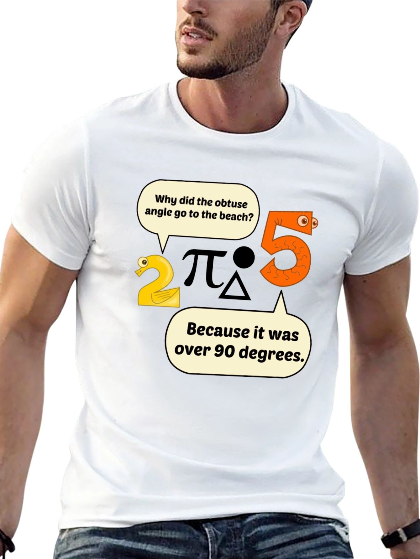 Funny Math Pun T-Shirt - Obtuse Angle Beach Trip