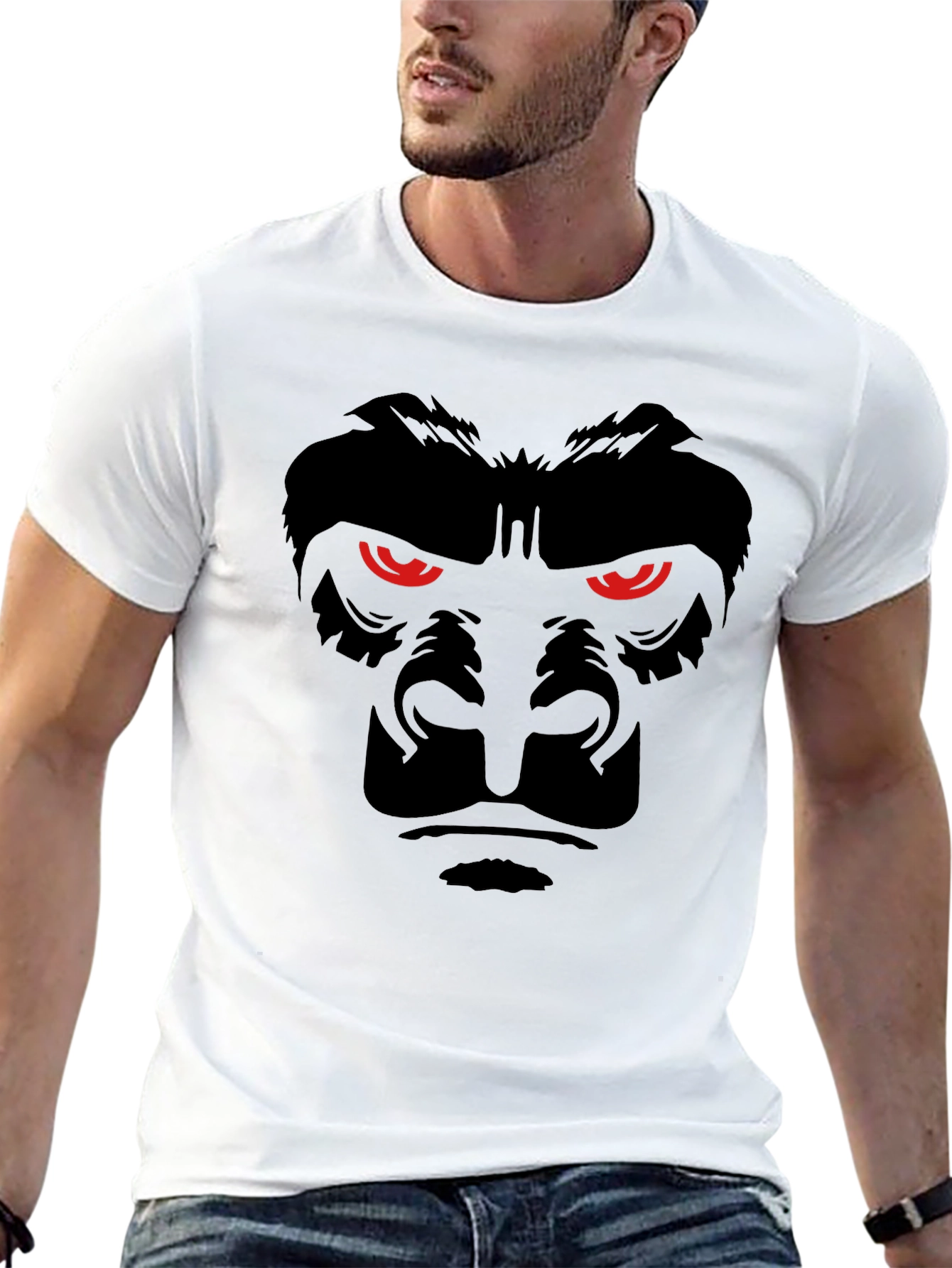 Mens Black Gorilla Face Graphic T-Shirt