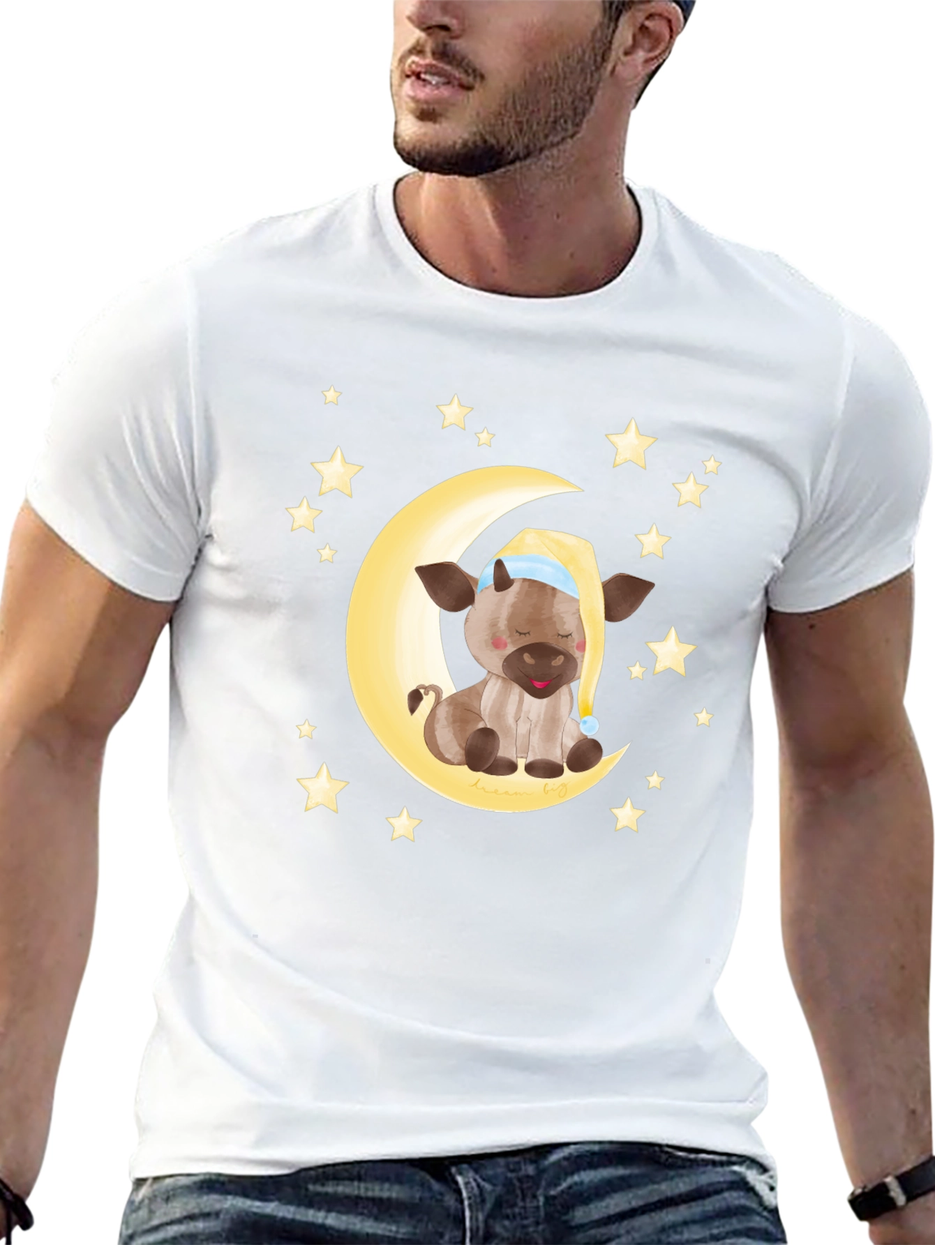 Dreamy Cow on Moon Graphic Tee