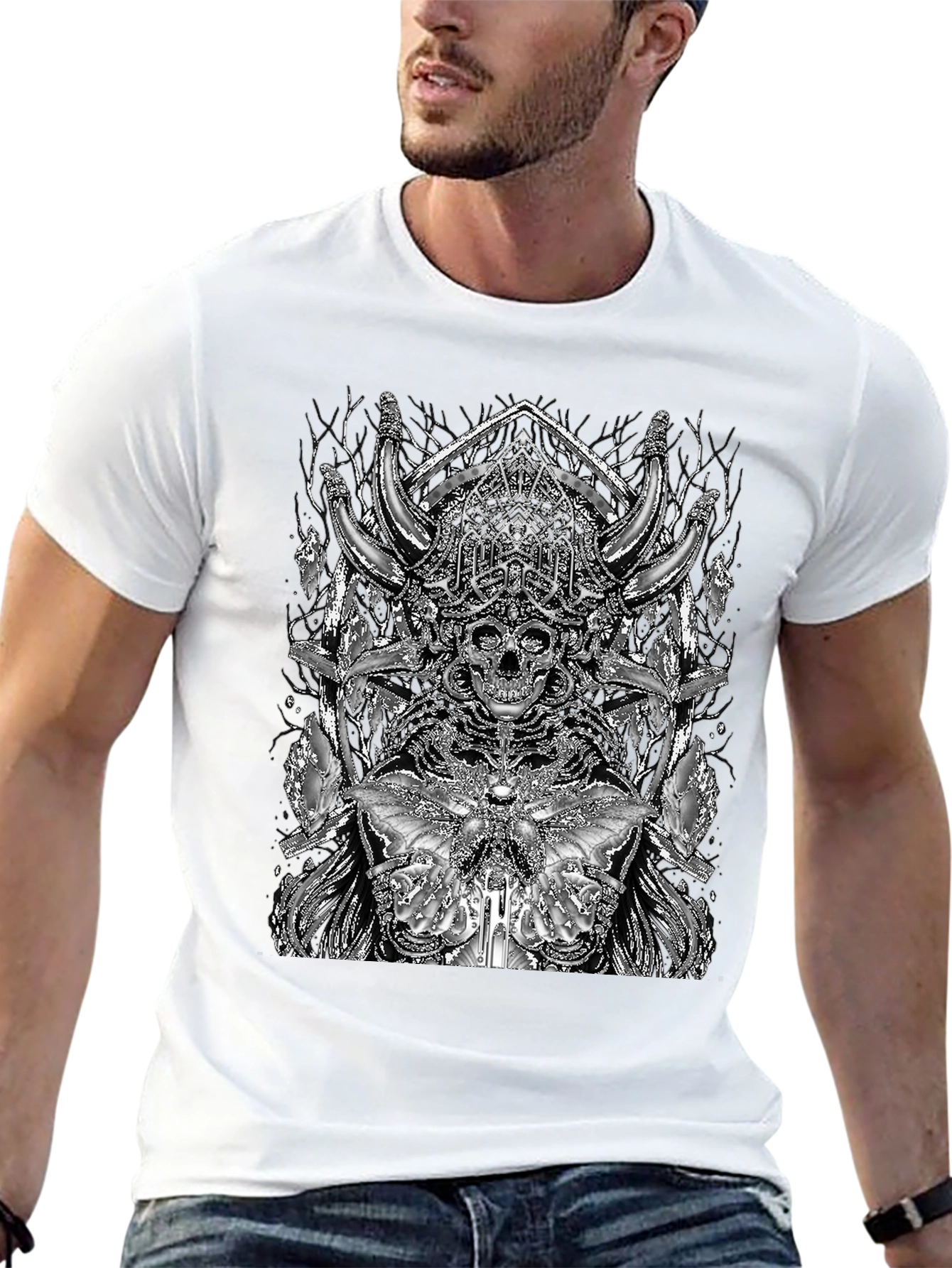 Skull & Butterfly Graphic Tee - Gothic Style