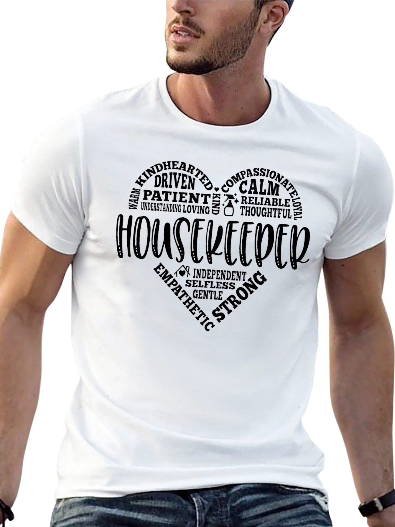 Housekeeper Heart Word Art T-Shirt