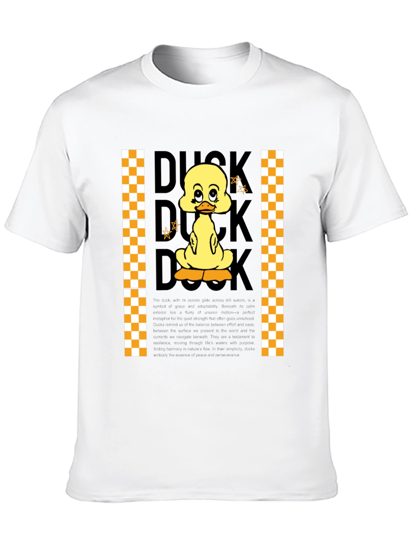 Duck Cartoon Graphic Print Black T-Shirt